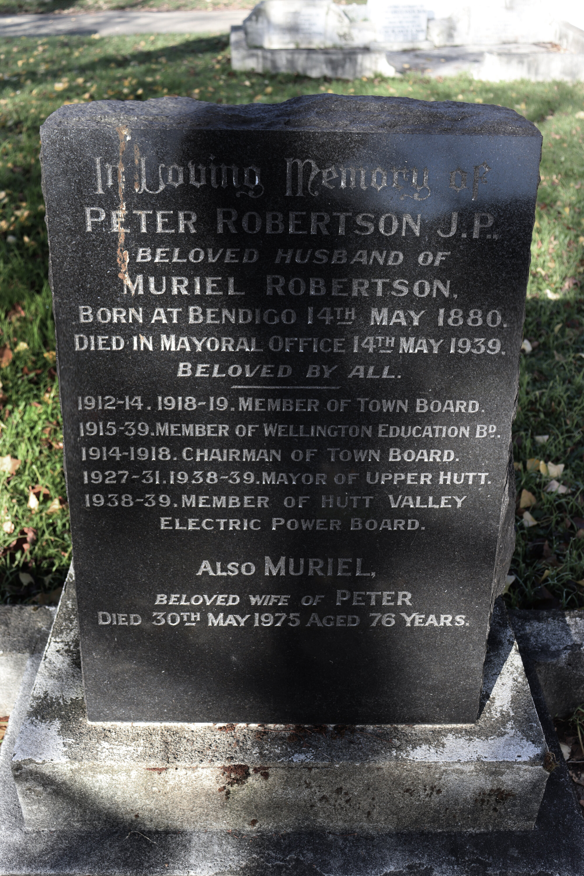 Grave of Peter Robertson; St John's Anglican Church; Trentham