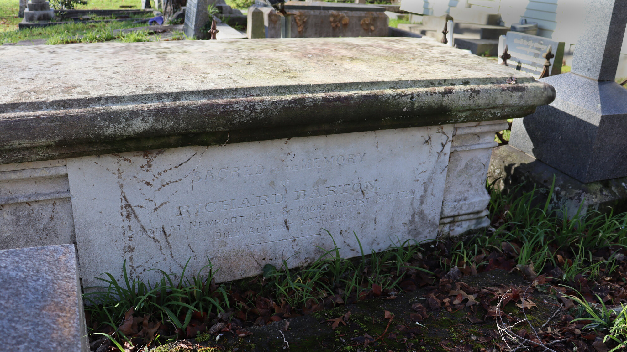 Grave of Richard Barton; St John's Anglican Church; Trentham
