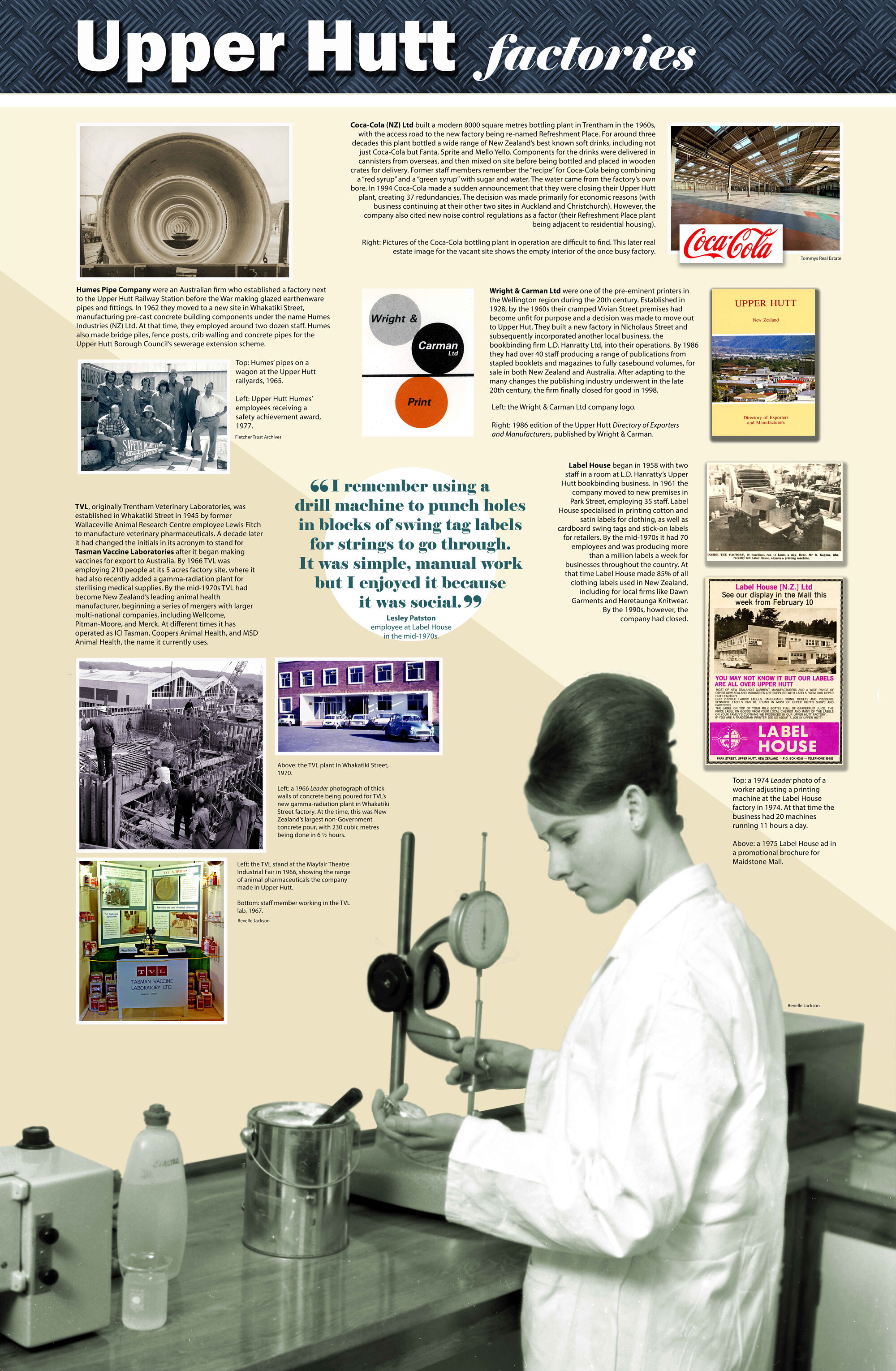 Upper Hutt: City of Industry Exhibition; Upper Hutt Factories Panel 3; 2024