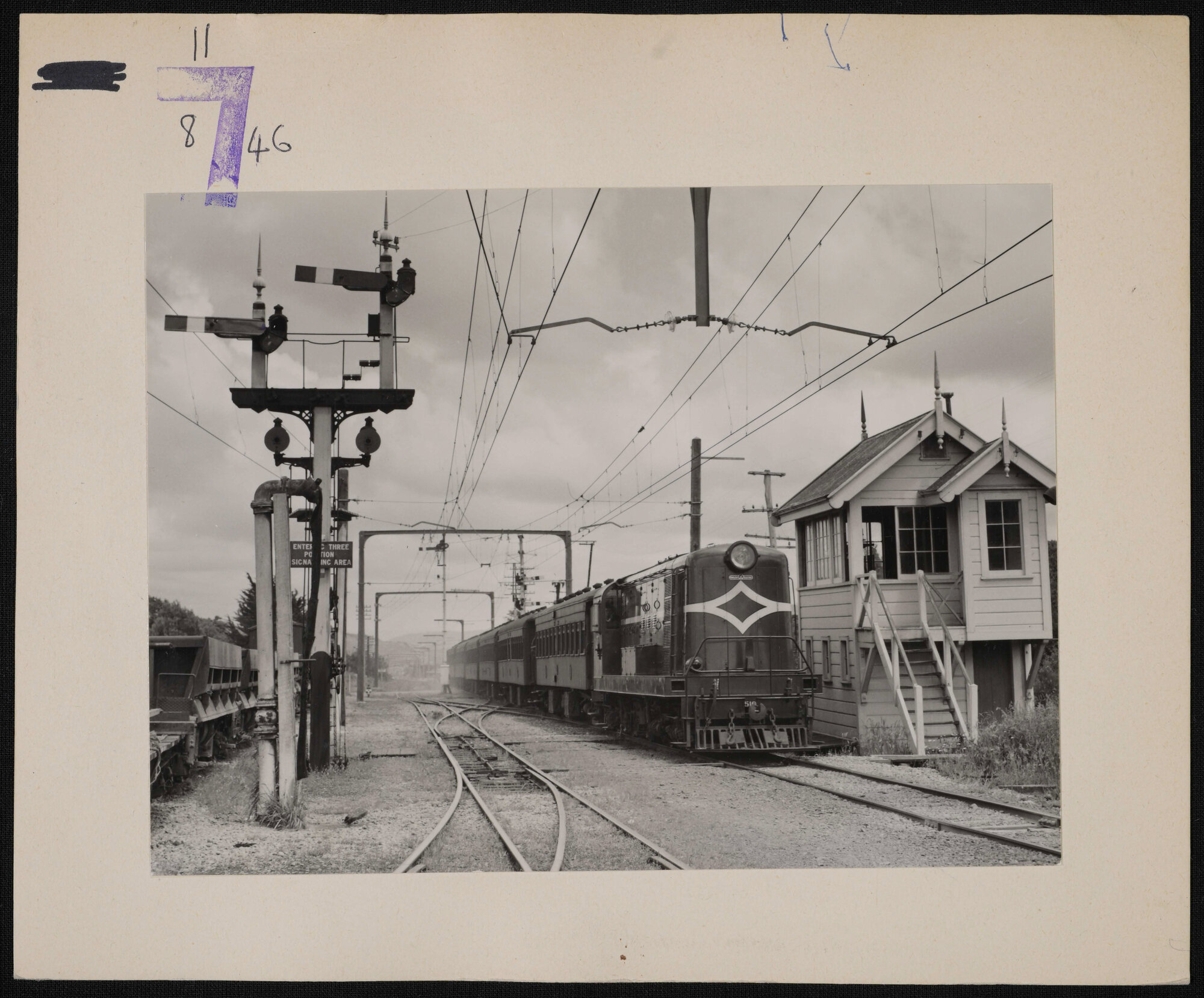 Train Approaching Upper Hutt Railway Station; 1954