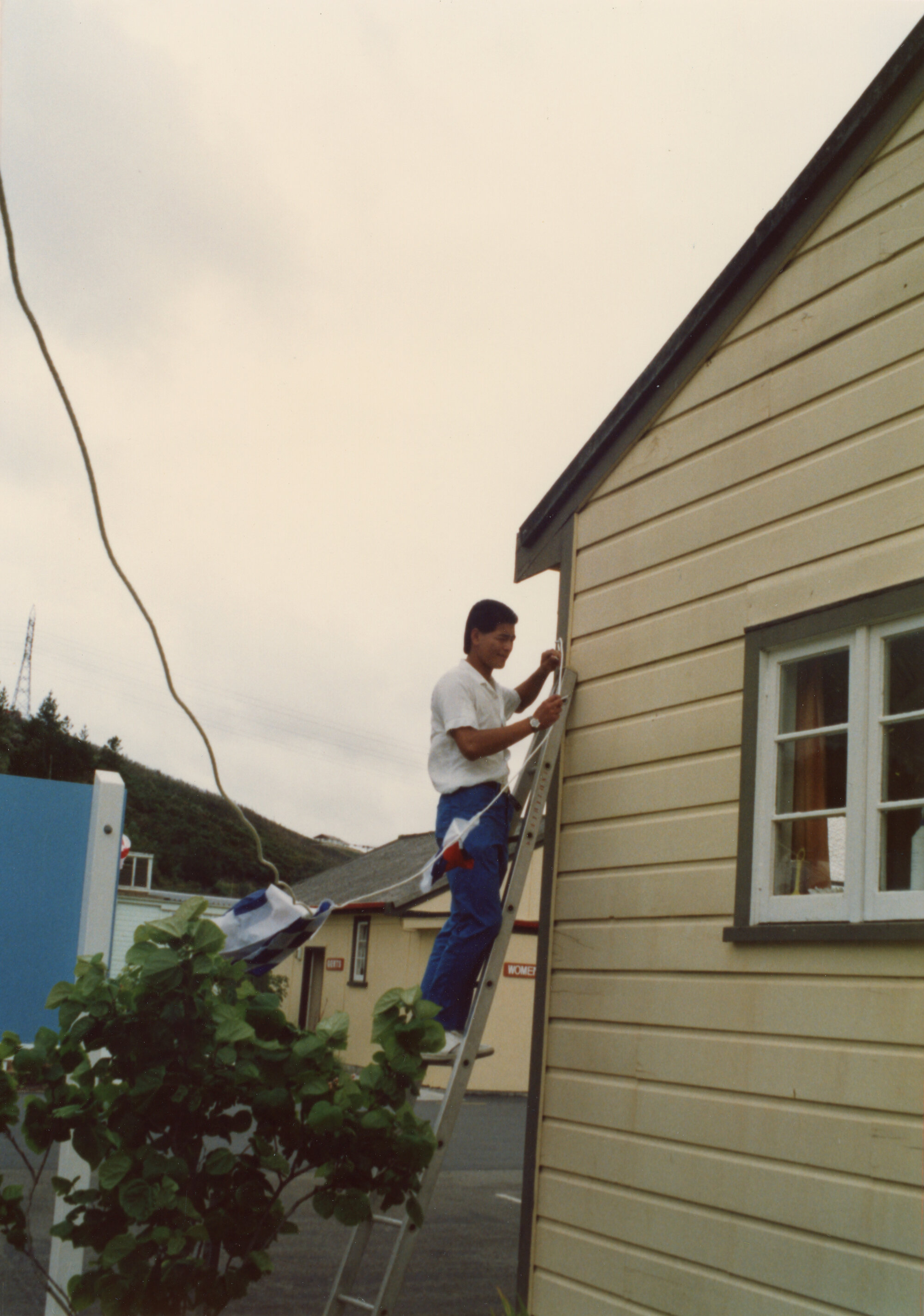 Silverstream Hospital; Orderly Hanging Bunting; 1988
