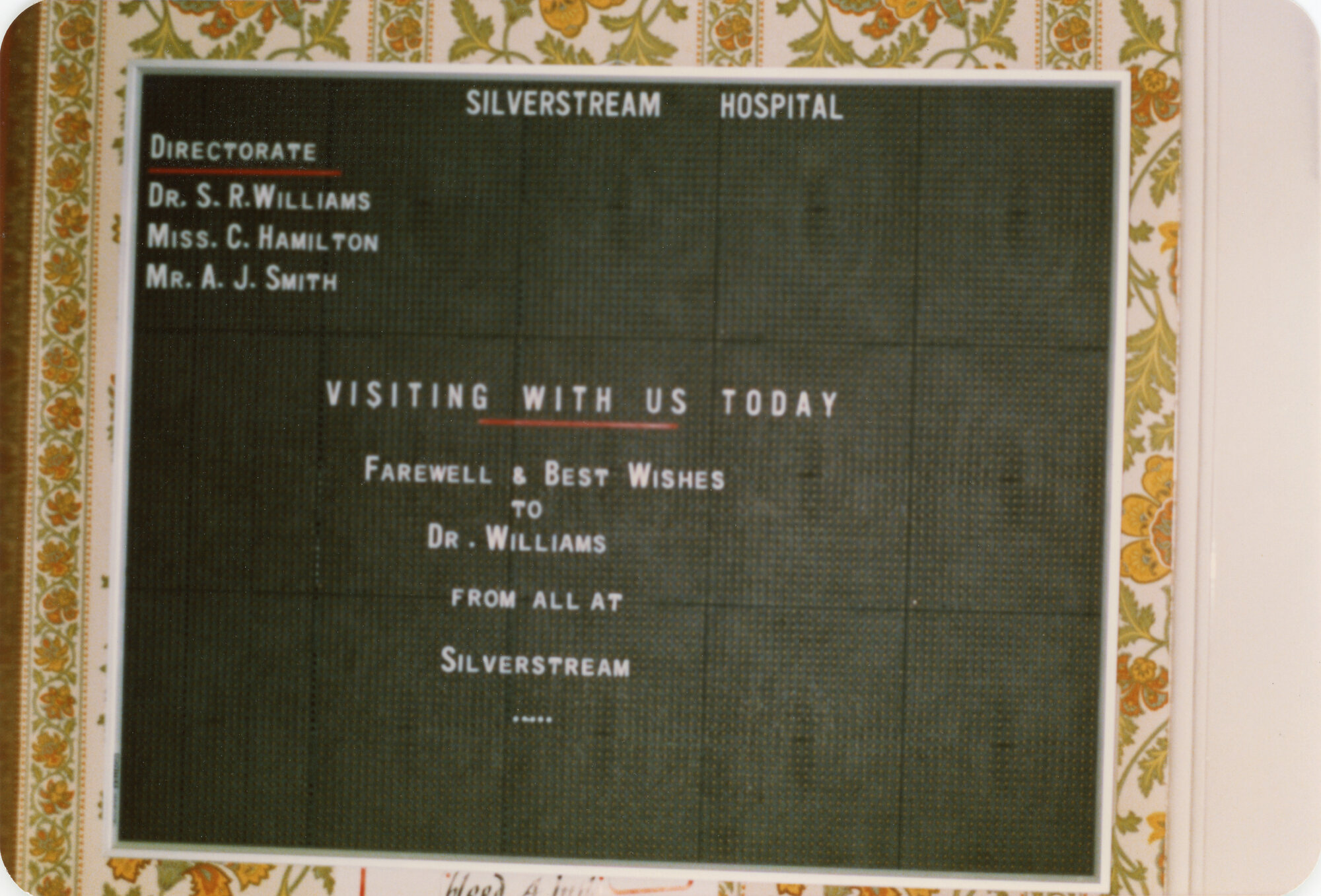 Silverstream Hospital; Bulletin Board; 1989