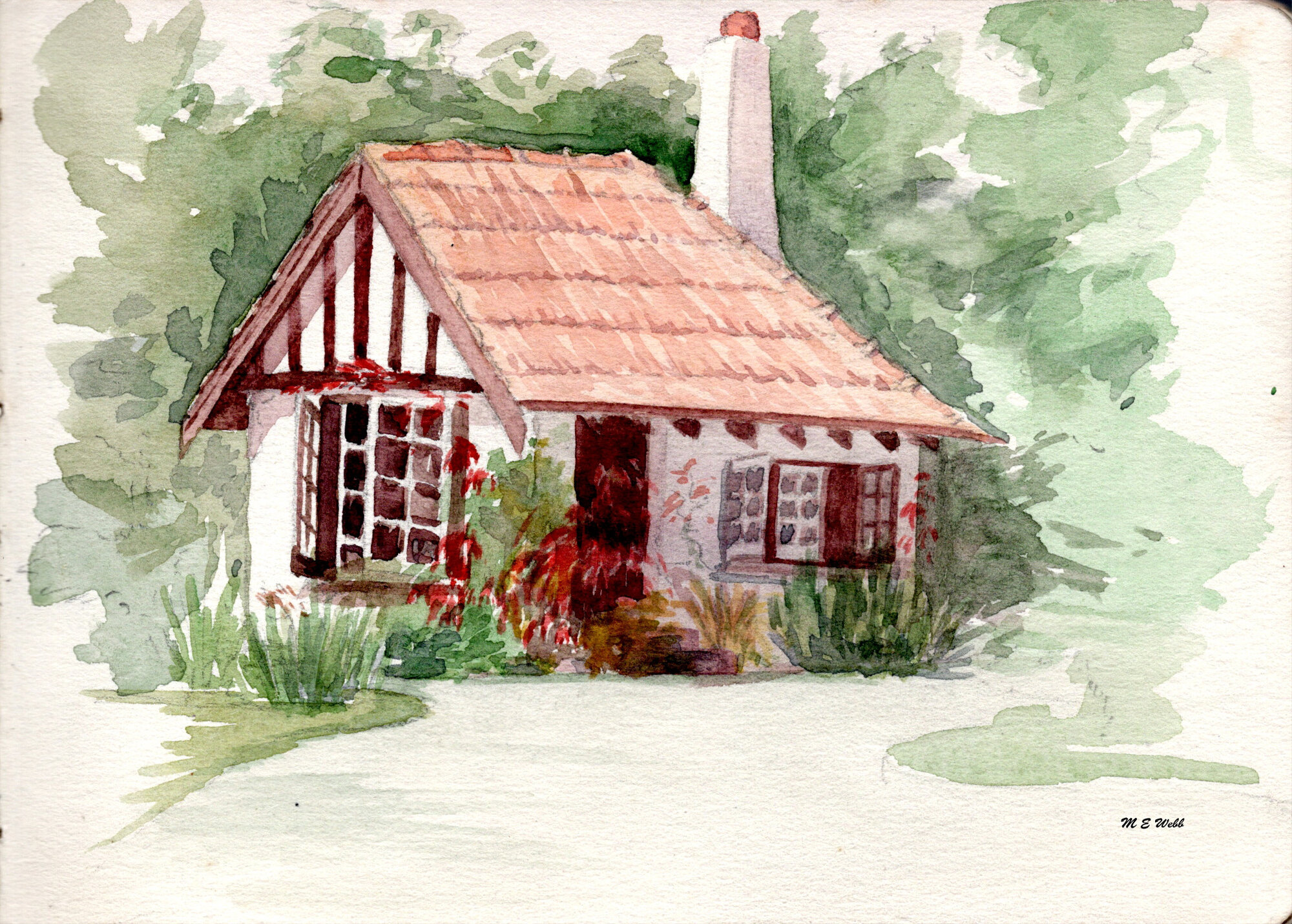 Marguerite Webb; Cottage Watercolour; Date unknown