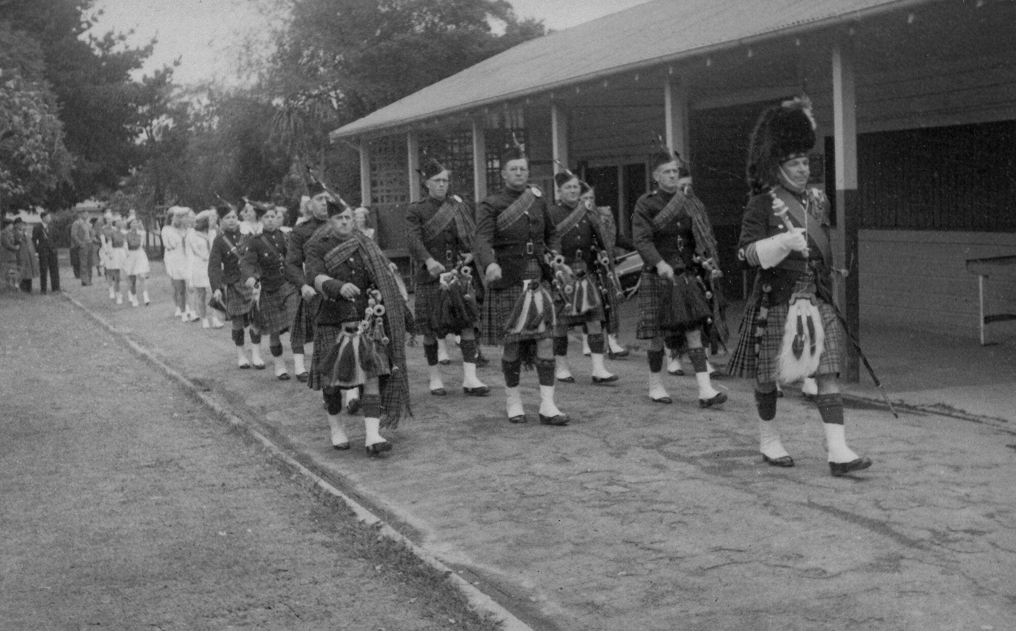 Upper Hutt Pipe Band; Parade; ca. 1948 