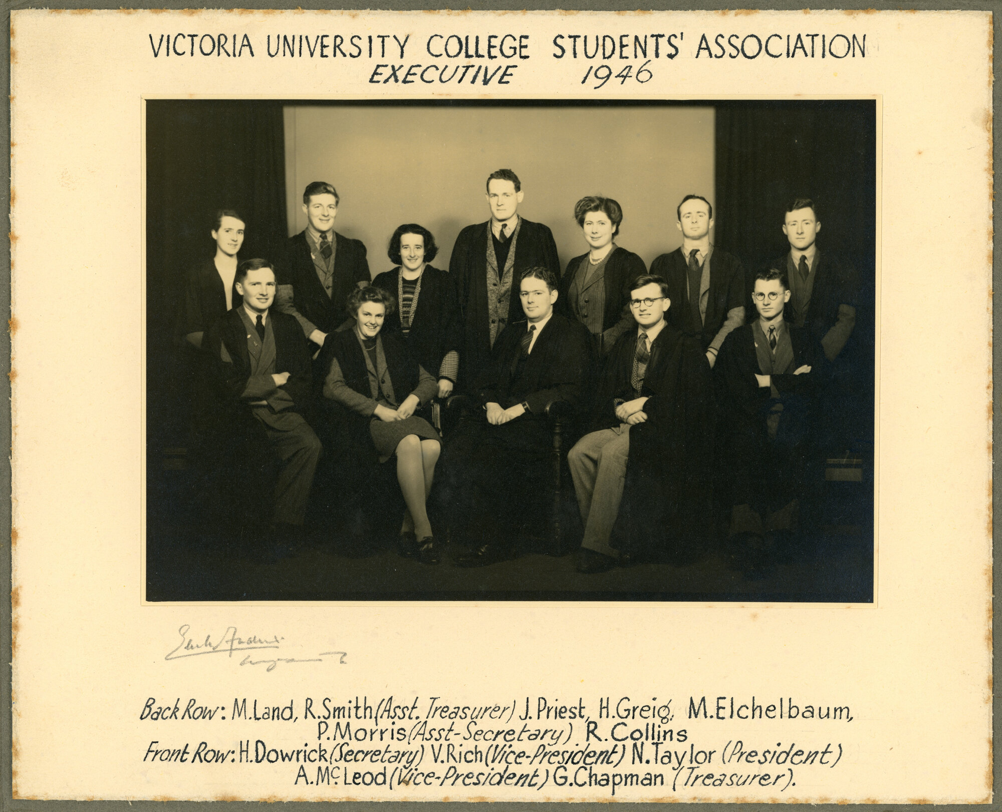 Victoria University College; Students' Association Executive; 1946
