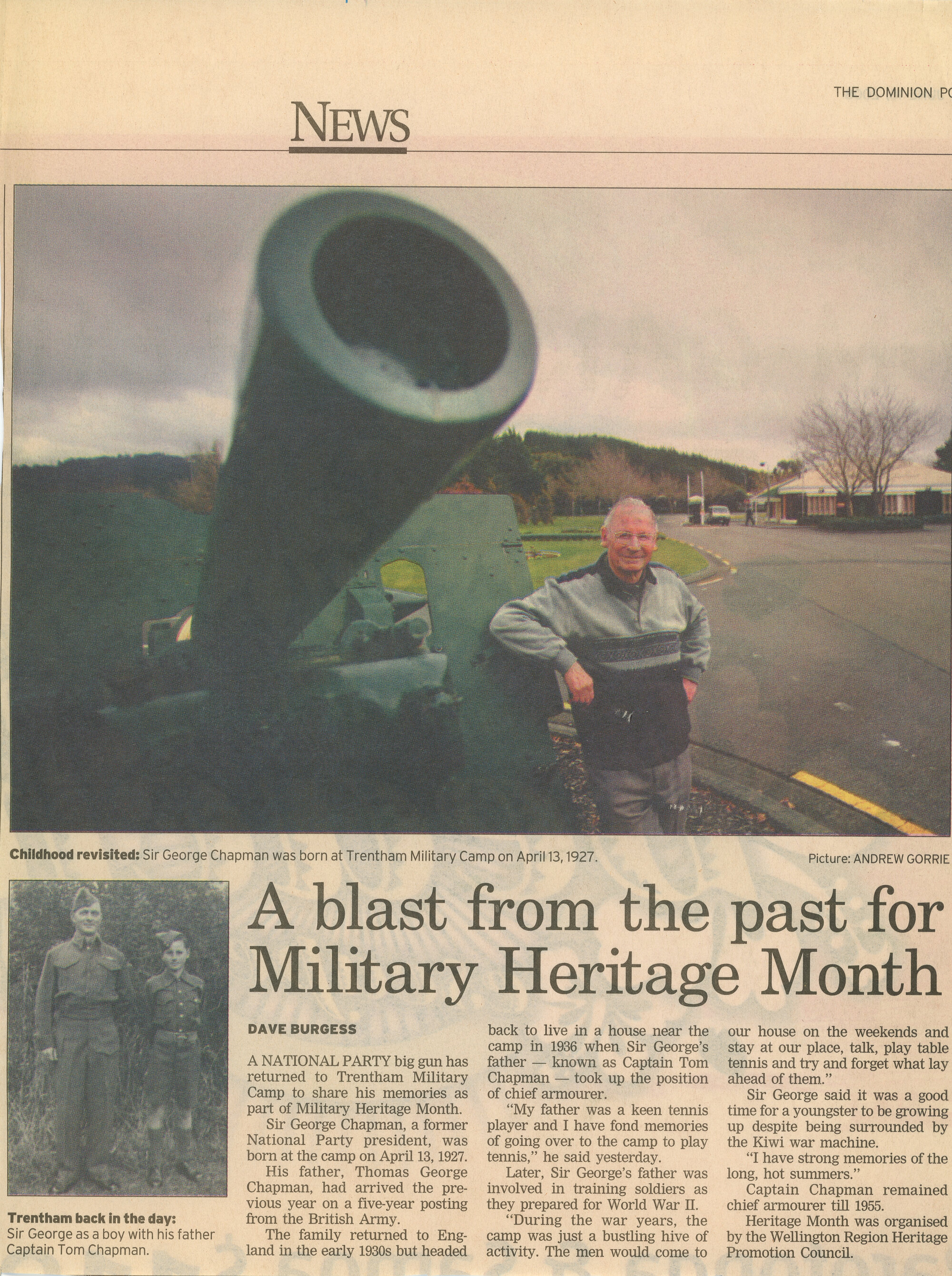 Sir George Chapman; Newspaper Clipping; 2008