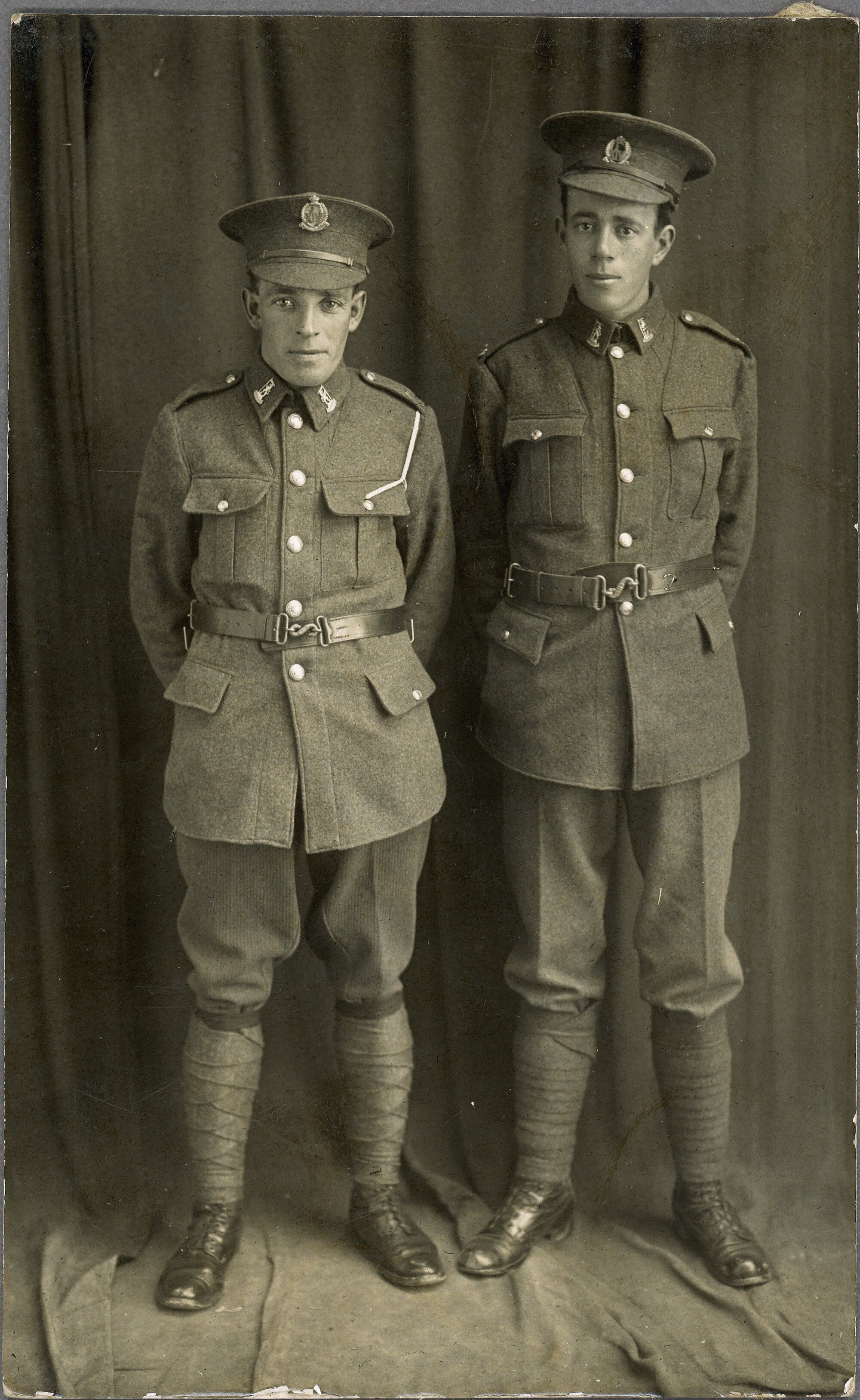 Soldiers, WW I; two privates; studio picture. [P2-373-697]