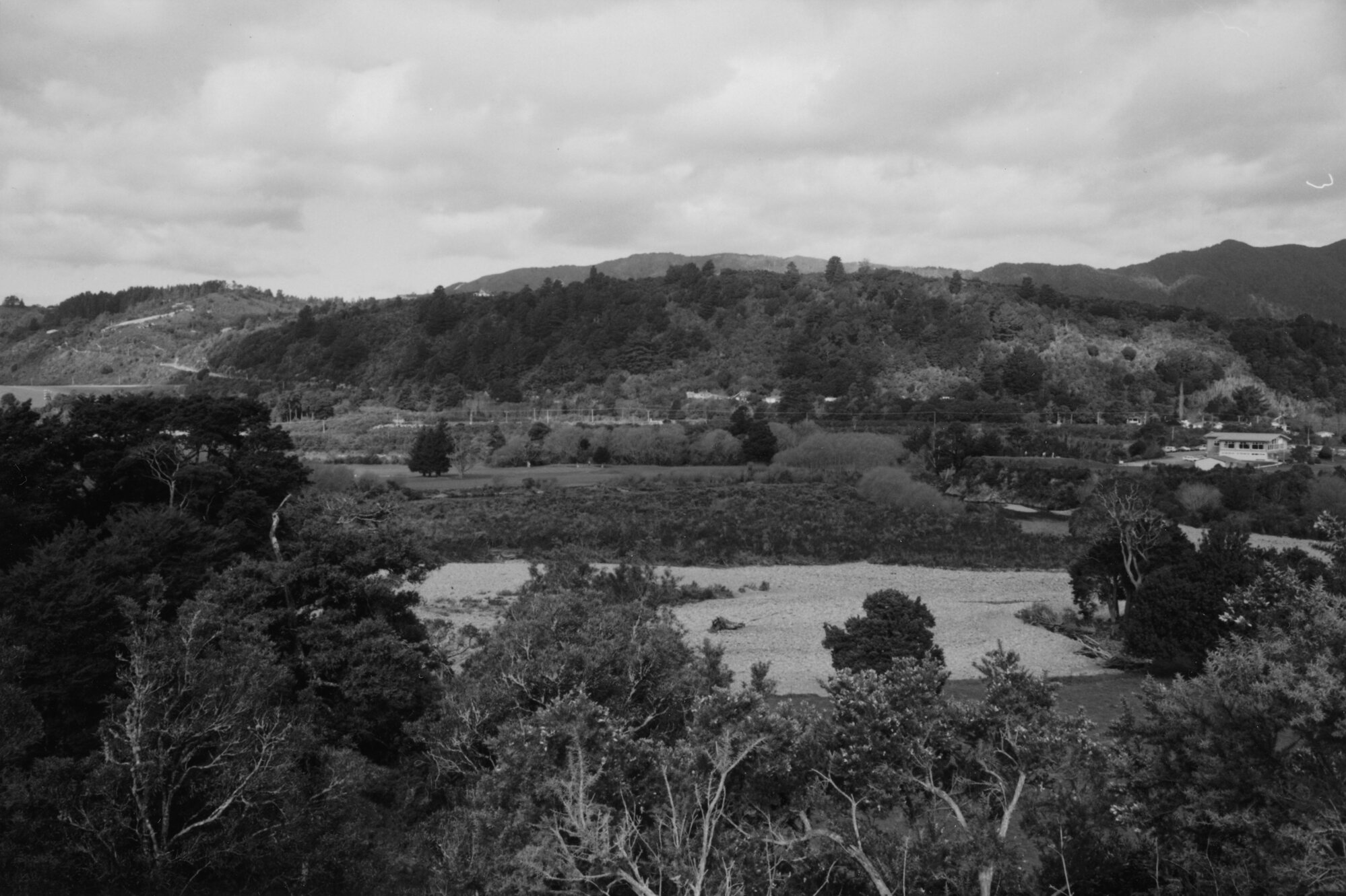 Te Marua from the northwest; golf course at left