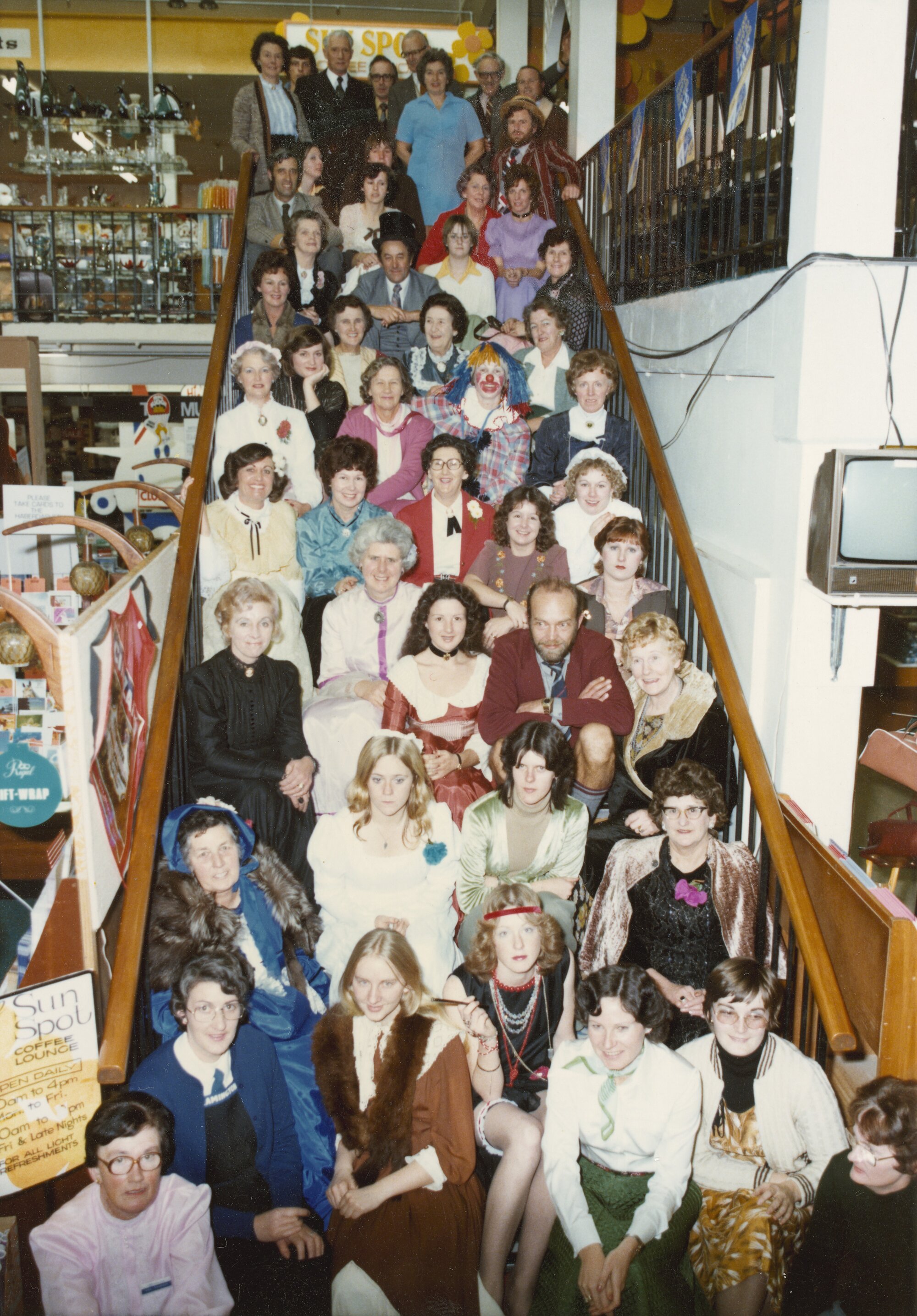Hazelwoods staff group; staircase. [P2-651-1490]