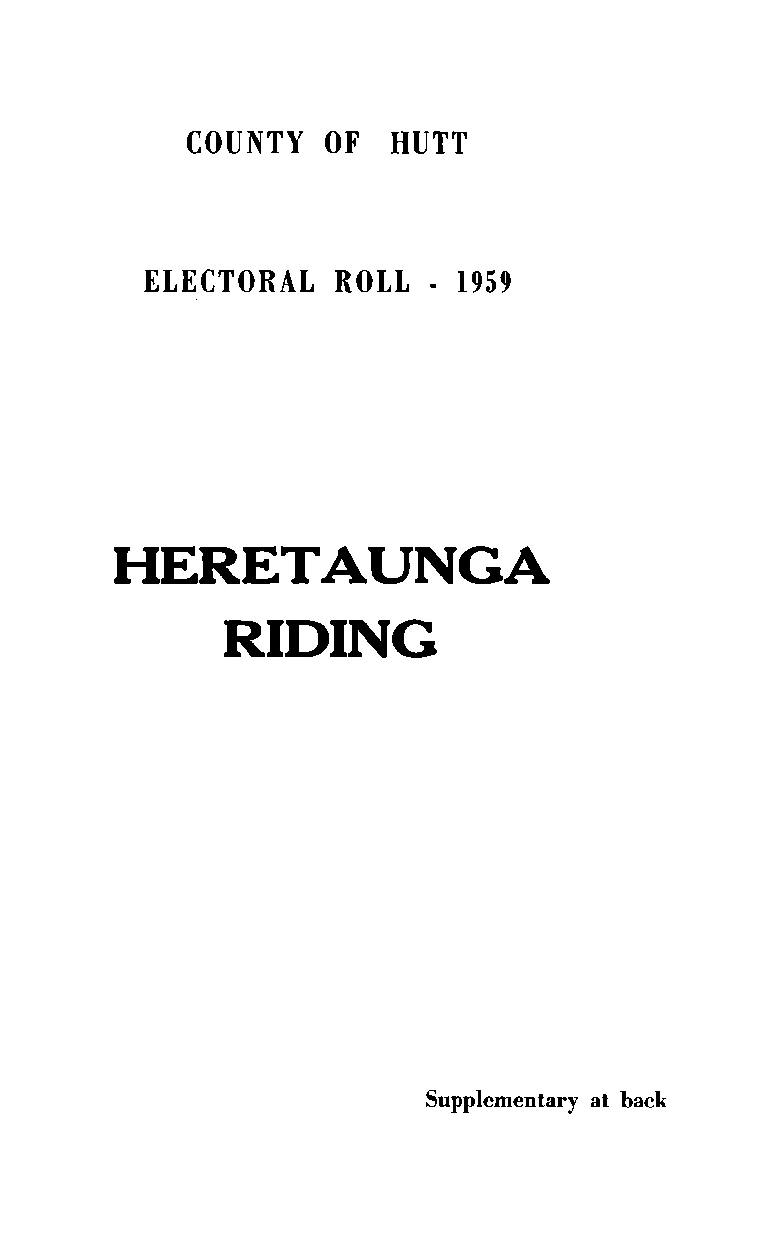 1959 County of Hutt Electoral Roll Heretaunga Riding [65]