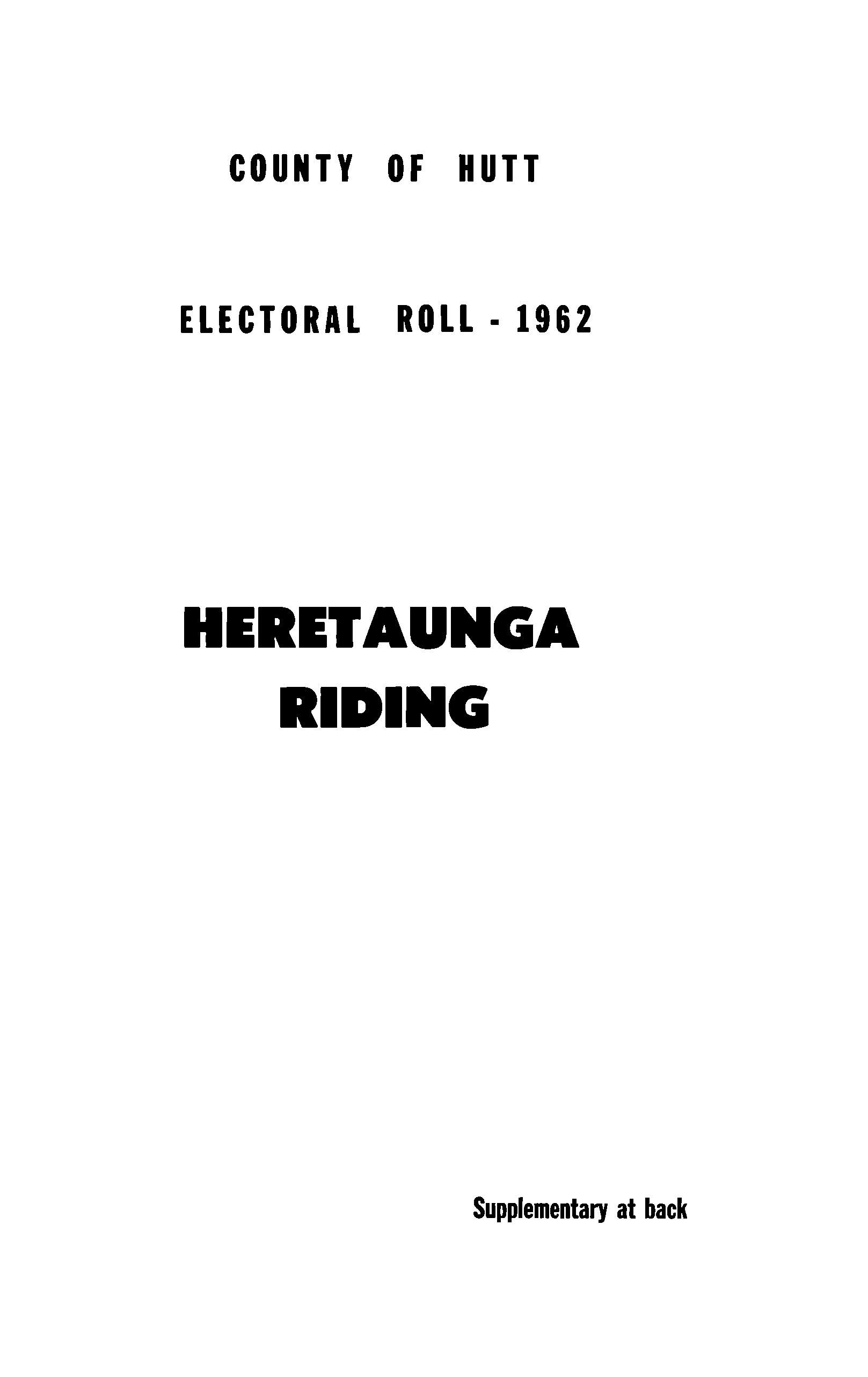 1962 County of Hutt Electoral Roll Heretaunga Riding [65]