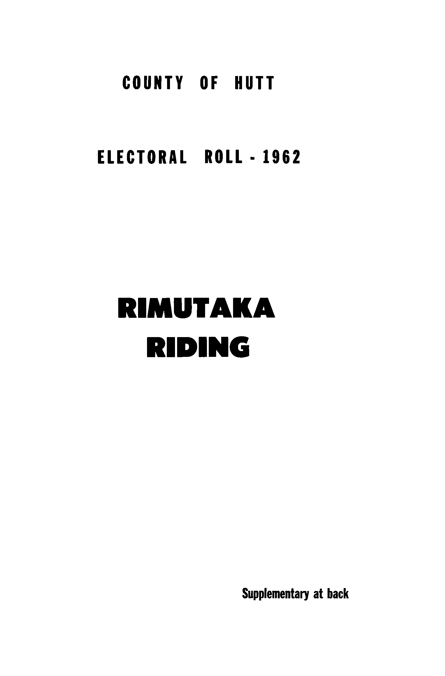 1962 County of Hutt Electoral Roll Rimutaka Riding [65]