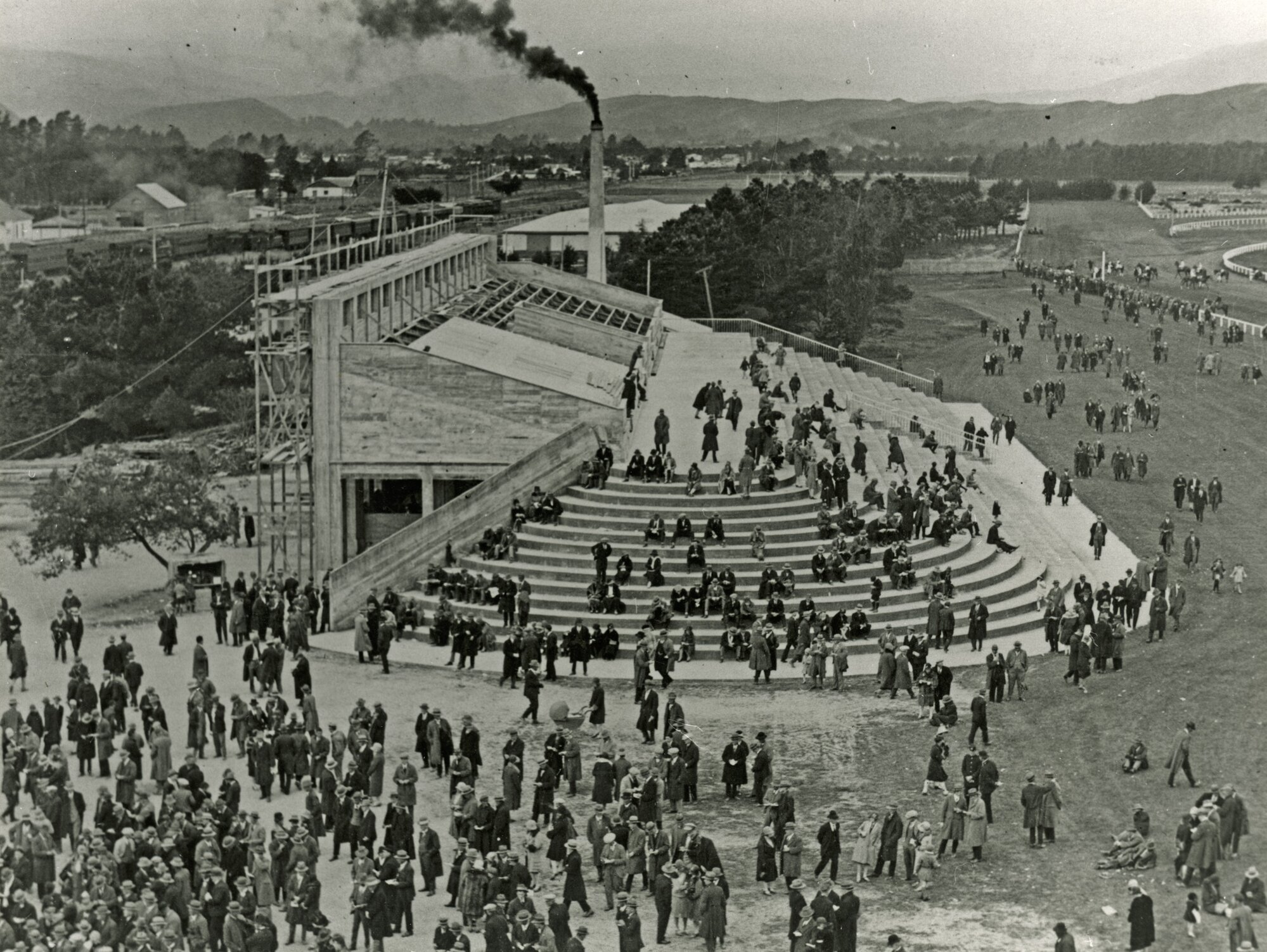 Trentham Racecourse; St Leger stand partially complete; ca. 1924