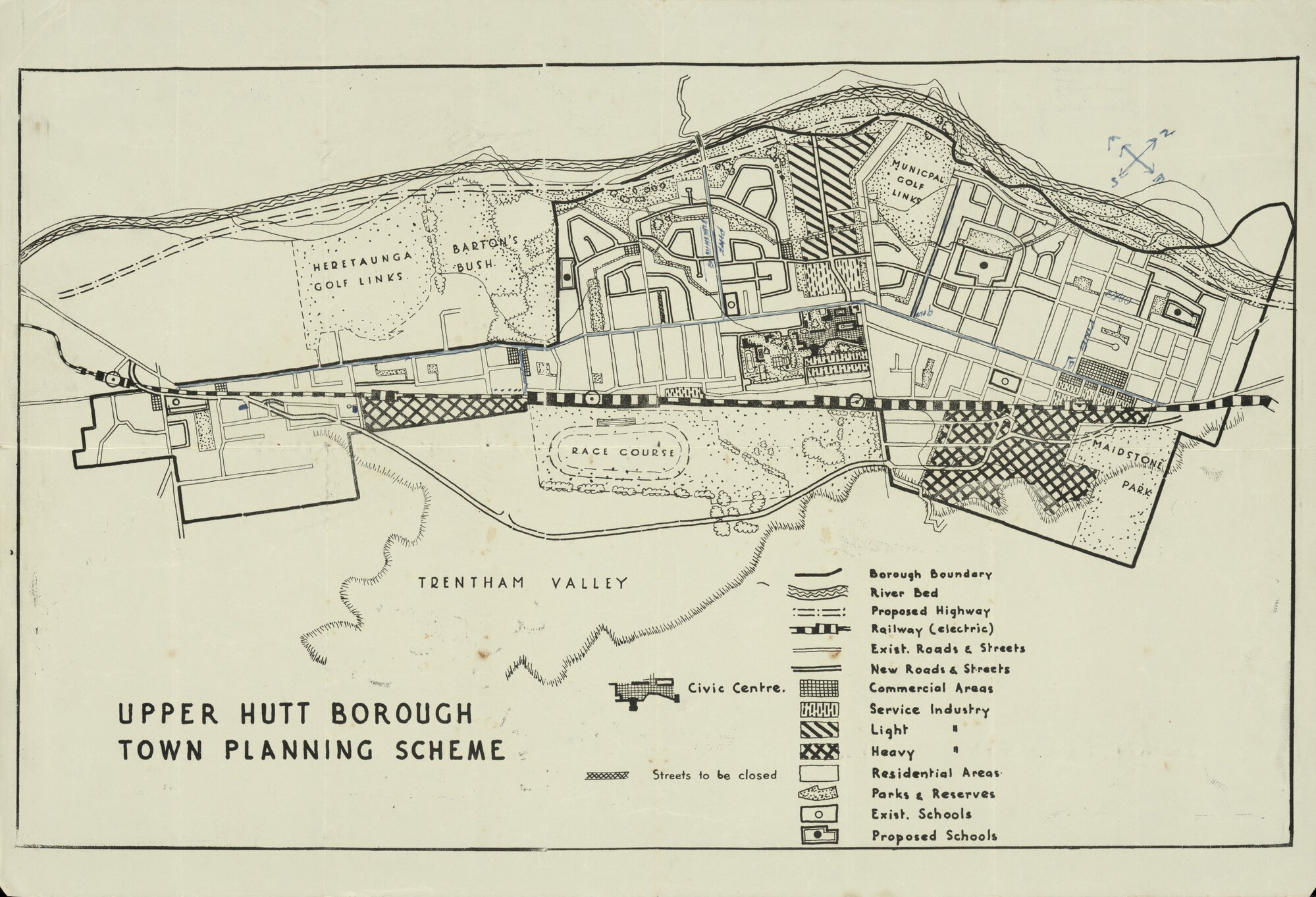 Town plan; proposals from Silverstream to Exchange Street.