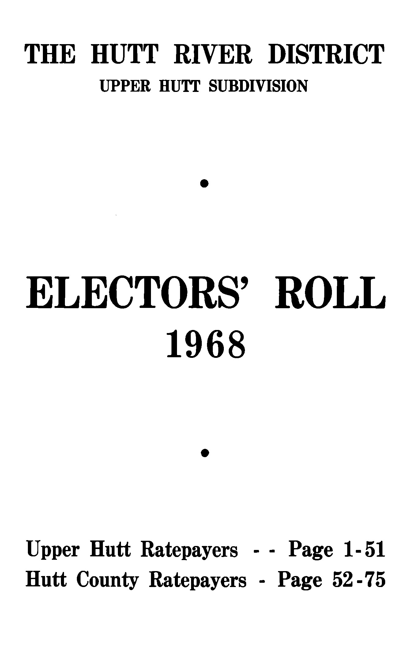 1968 The Hutt River District Upper Hutt Subdivision Electors' Roll [65]