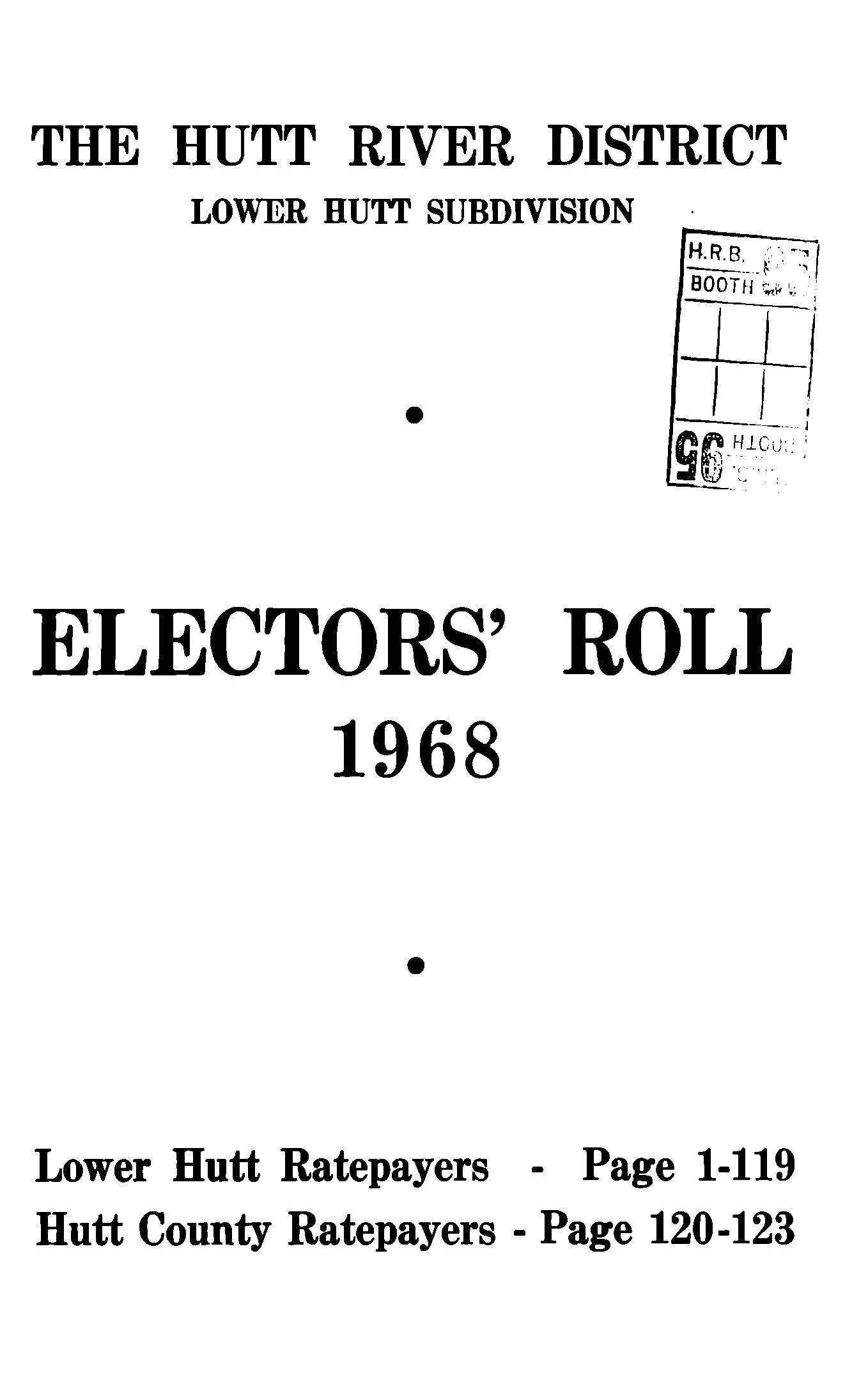 1968 The Hutt River District Lower Hutt Subdivision Electors' Roll [29]