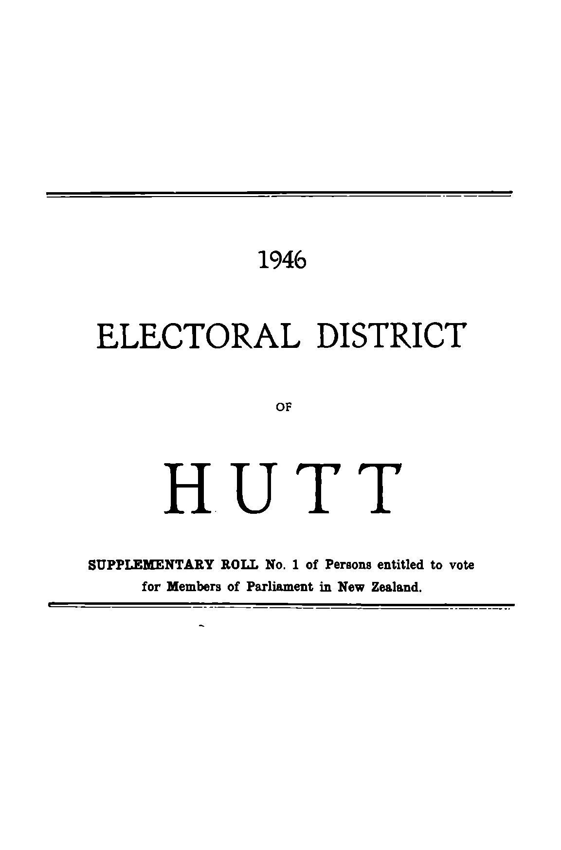 1946 Electoral District of Hutt Supplementary Roll No.1 [65]