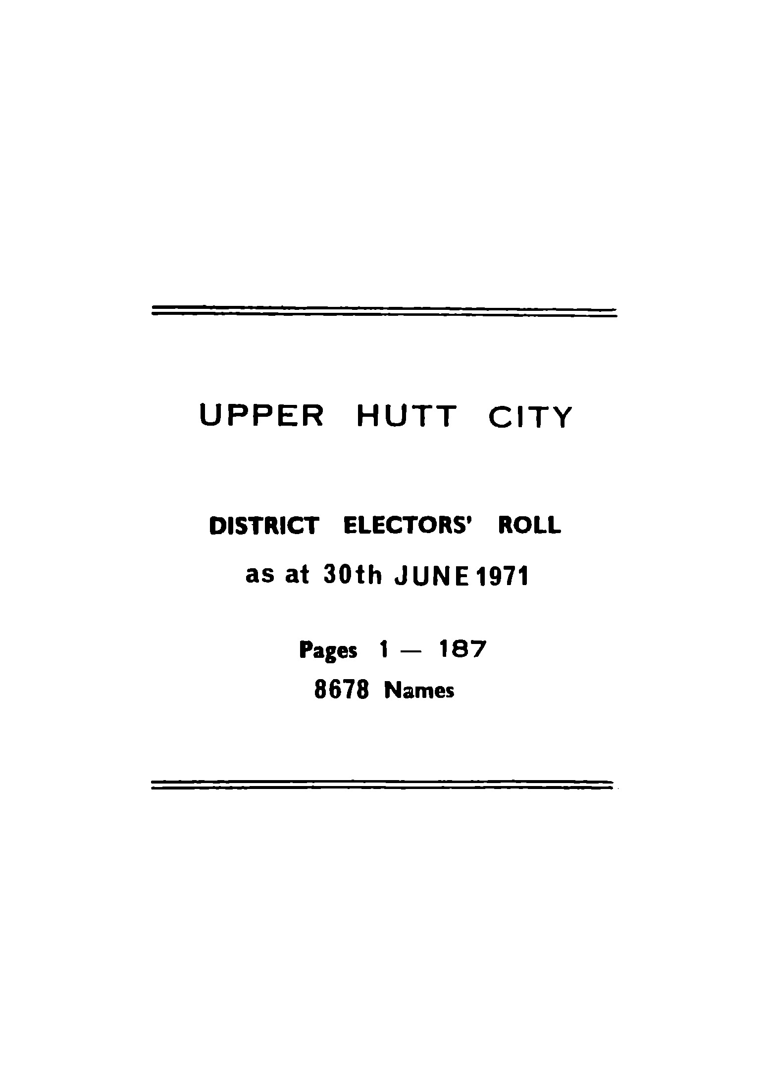 1971 Upper Hutt City District Electors' Roll [65]