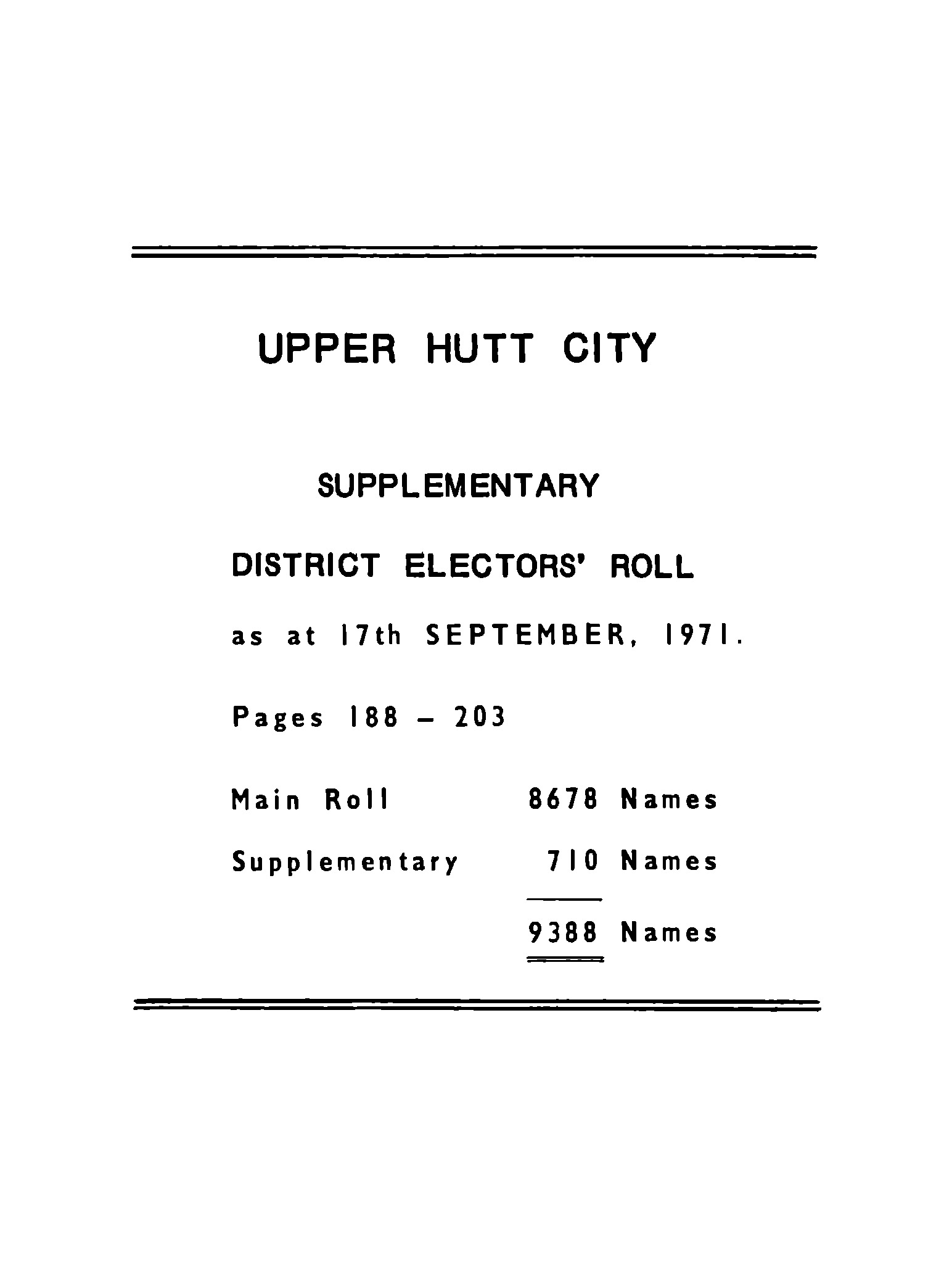 1971 Upper Hutt City Supplementary District Electors' Roll  [65]