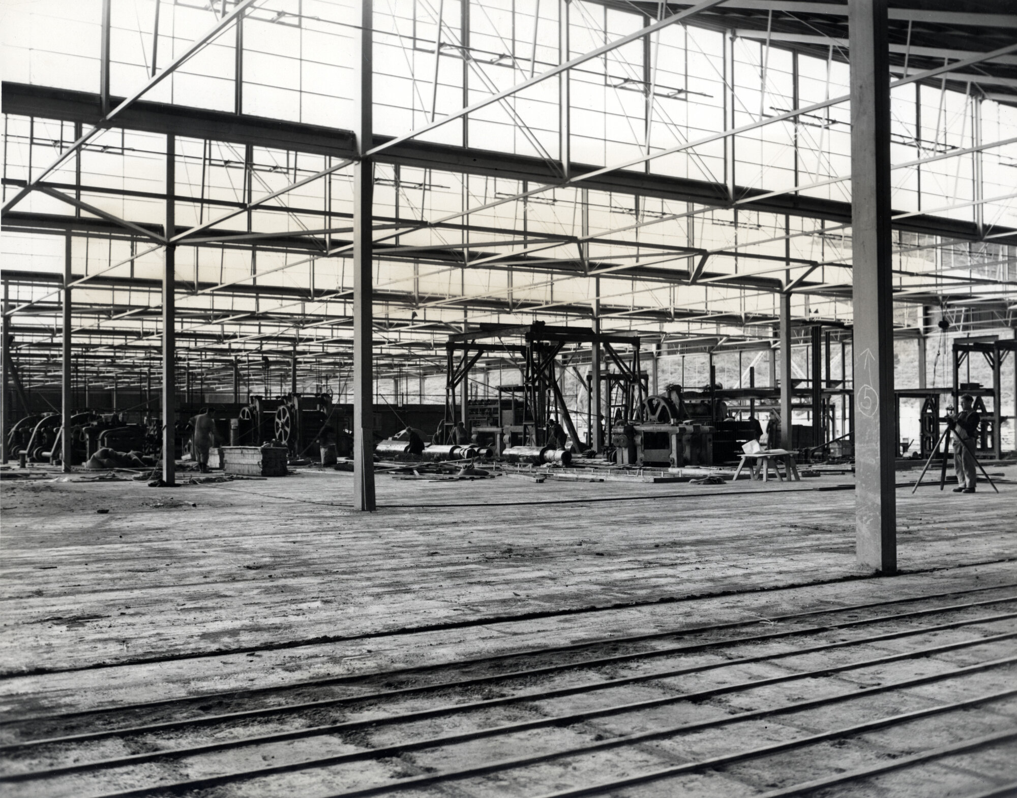 Dunlop factory construction interiors; calenders, looking south-east