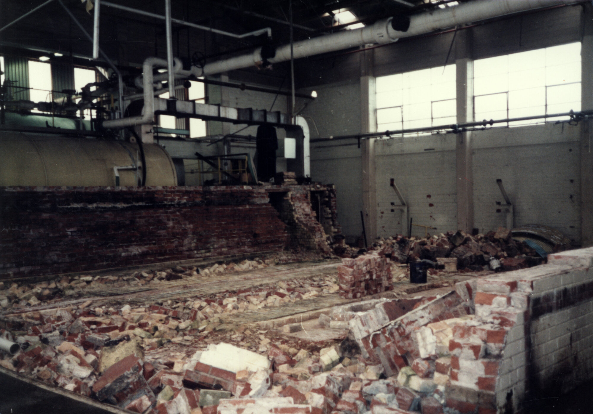 Dunlop factory buildings; boilerhouse; after removal of the Lancashire and Babcock and Wilcox boilers