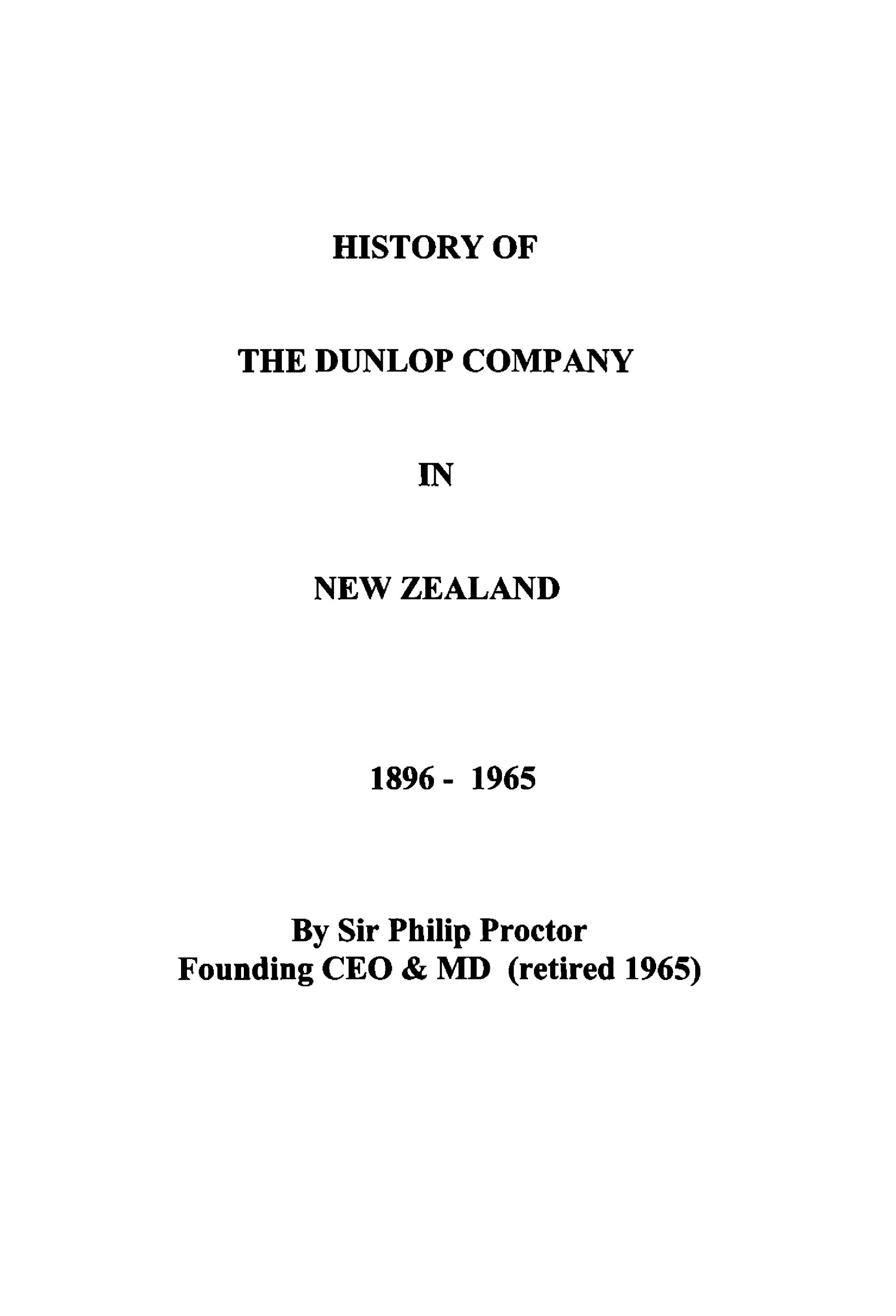History of the Dunlop Company in New Zealand 1896-1965