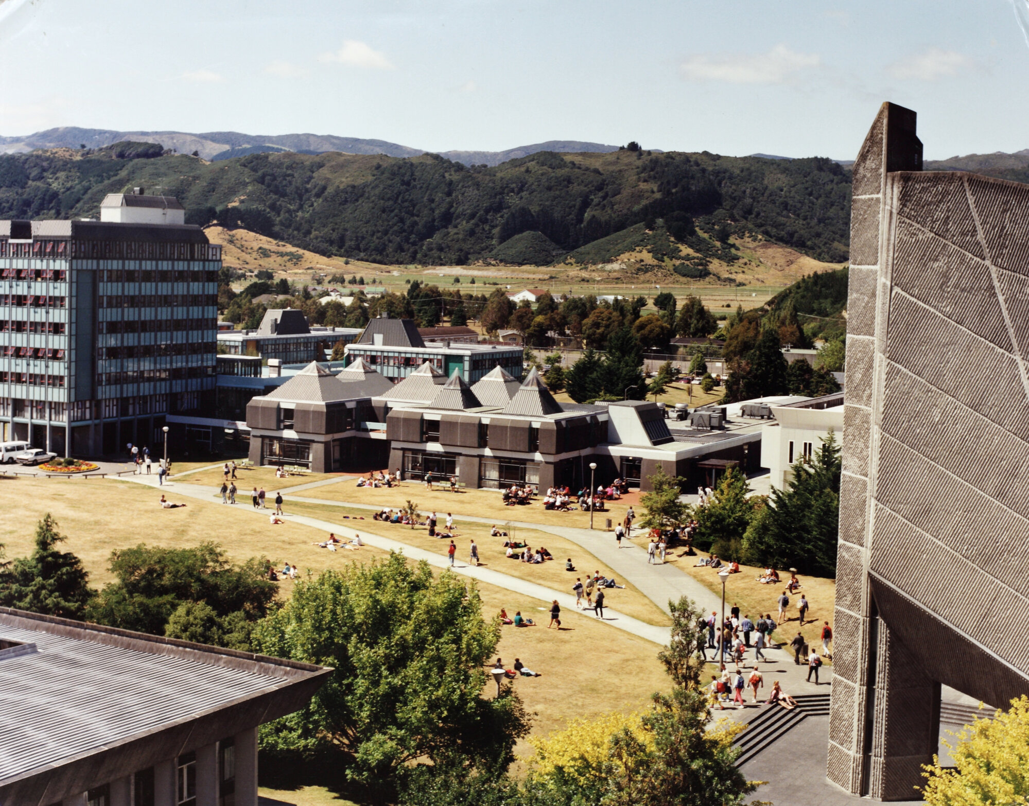 Central Institute of Technology buildings; view from northern tower block, looking south-east.