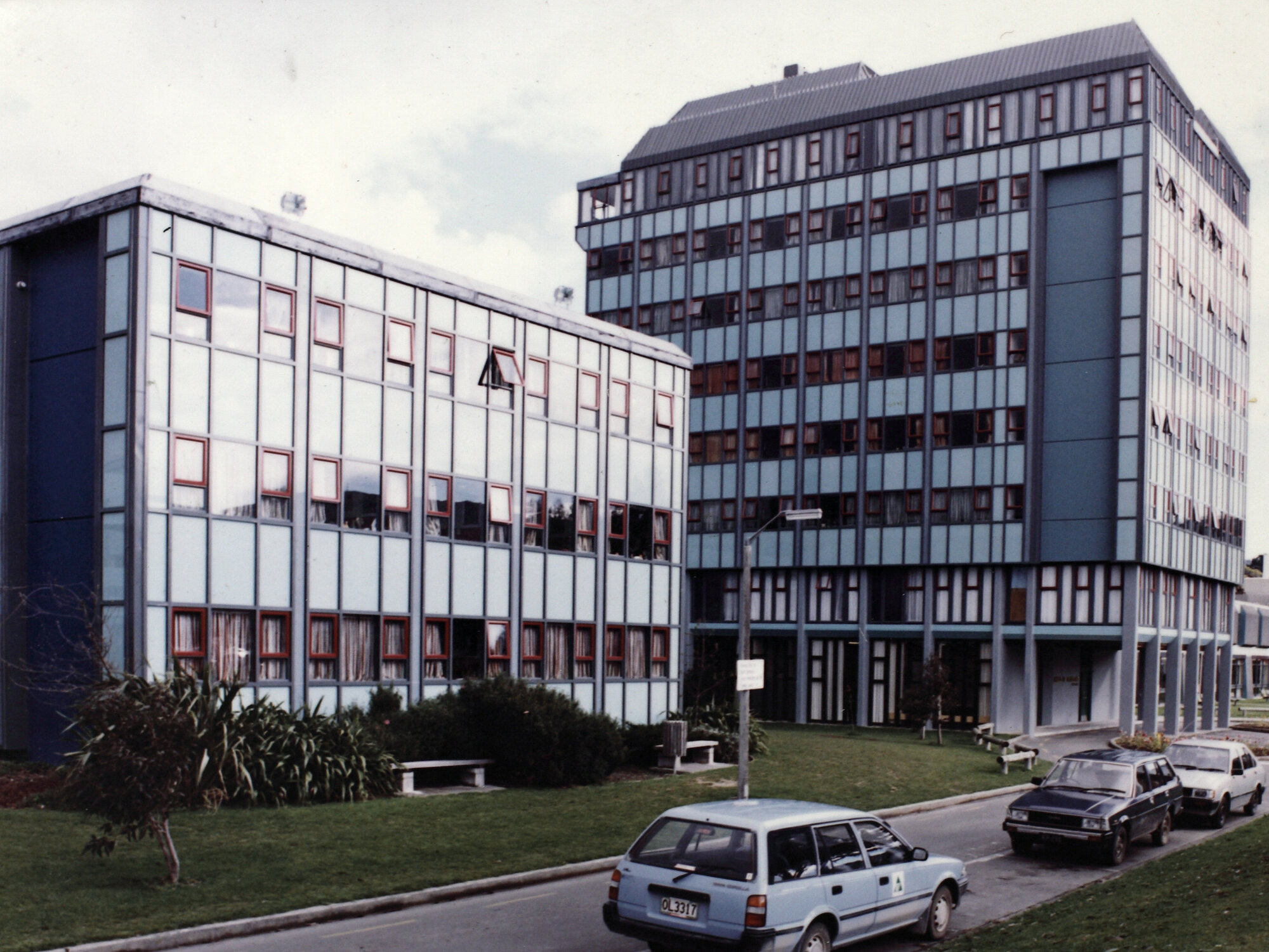 Central Institute of Technology buildings; accommodation blocks, looking south-west.