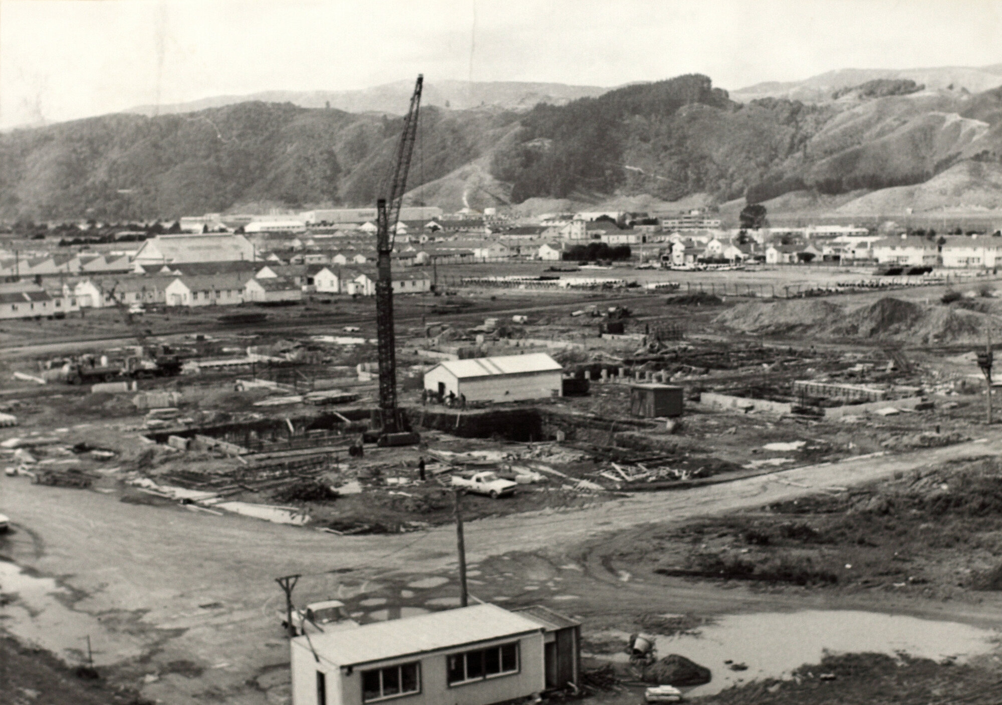 Central Institute of Technology buildings; accommodation blocks; site preparation, from the west.