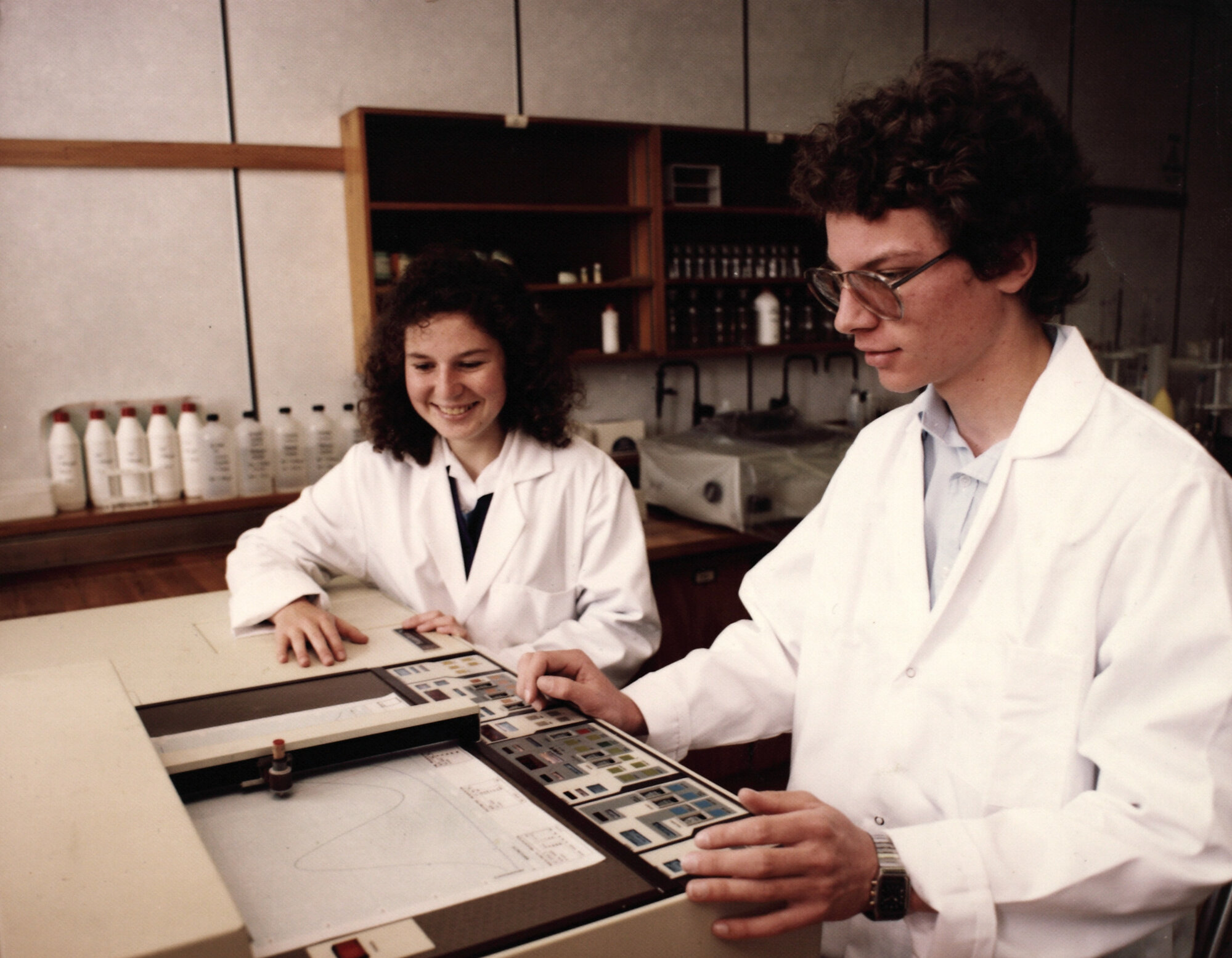 Central Institute of Technology in action; unidentified laboratory; X-Y plotter.