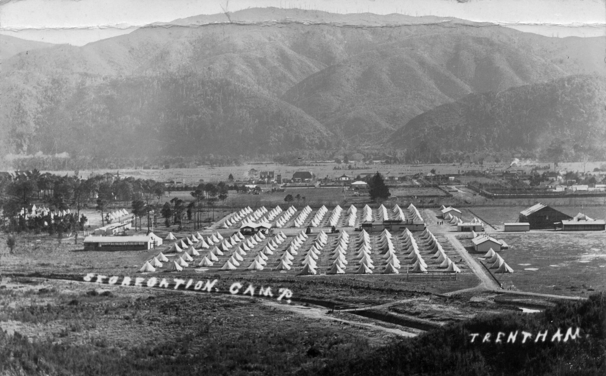 Trentham Camp overall view 1914-1915 from hill to the south-east.