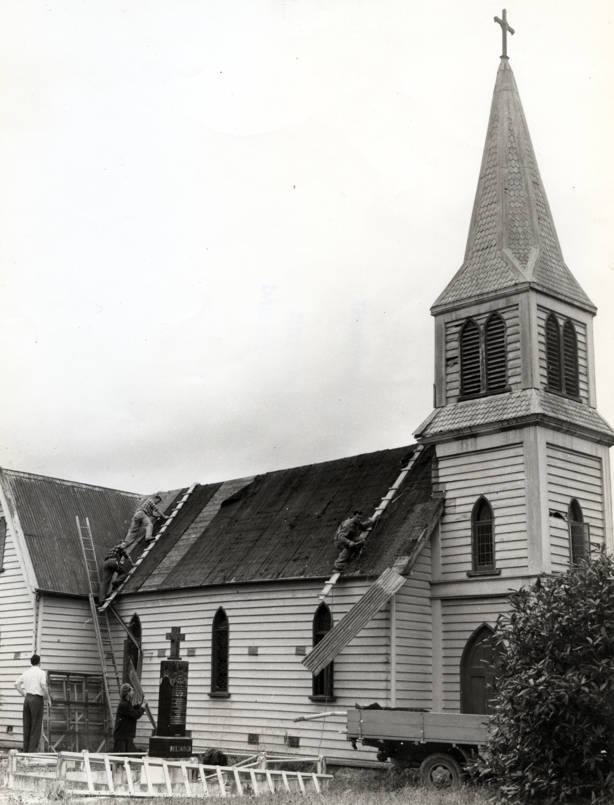 St Joseph's Catholic Church of 1864; original building being demolished.