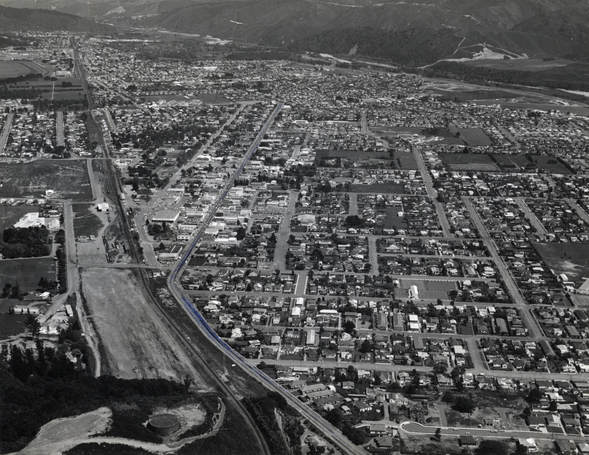 Aerial view 1968; Upper Hutt, looking west