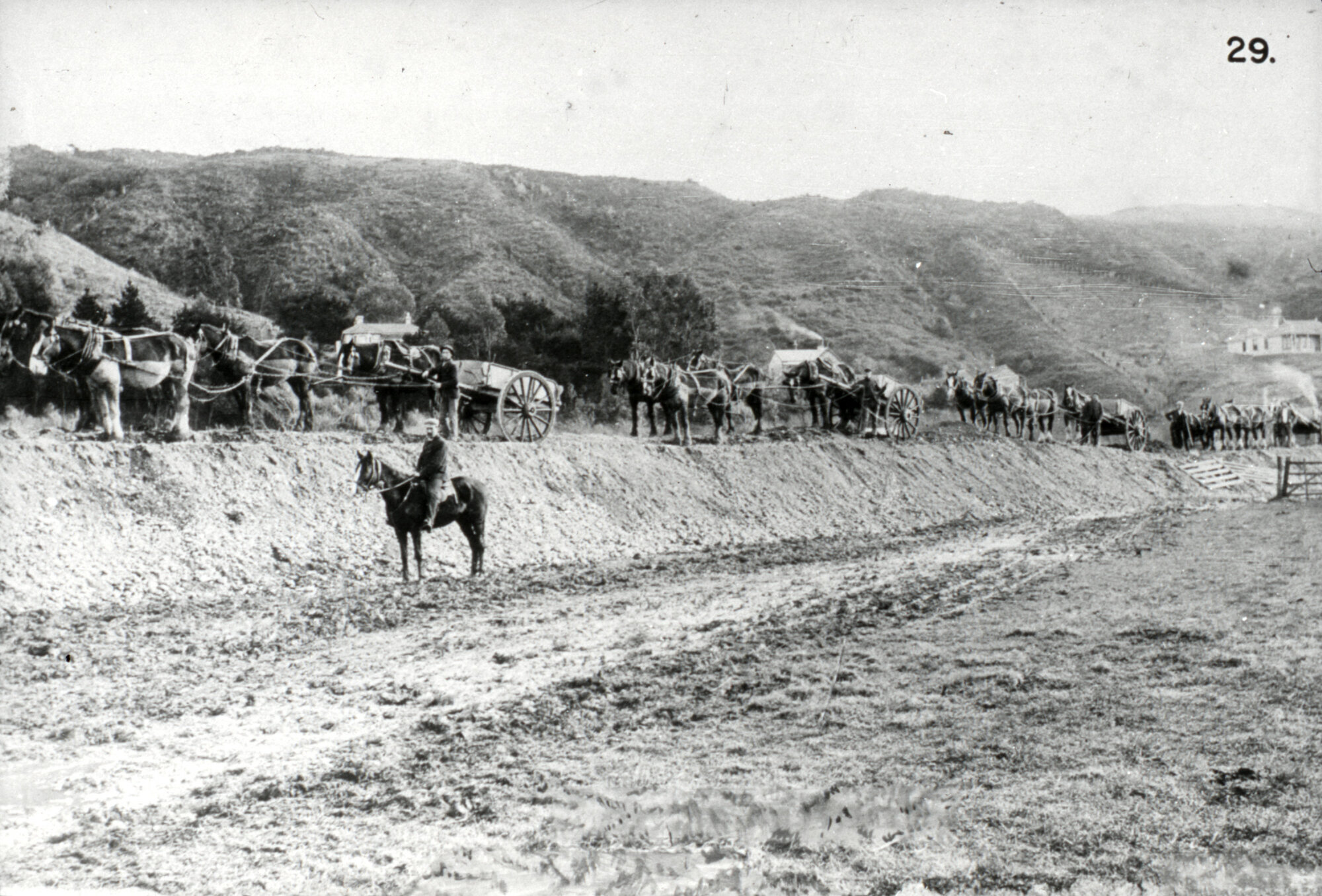 Hutt Valley History 29; erosion and flood protection 4; gravel carts on a stop-bank