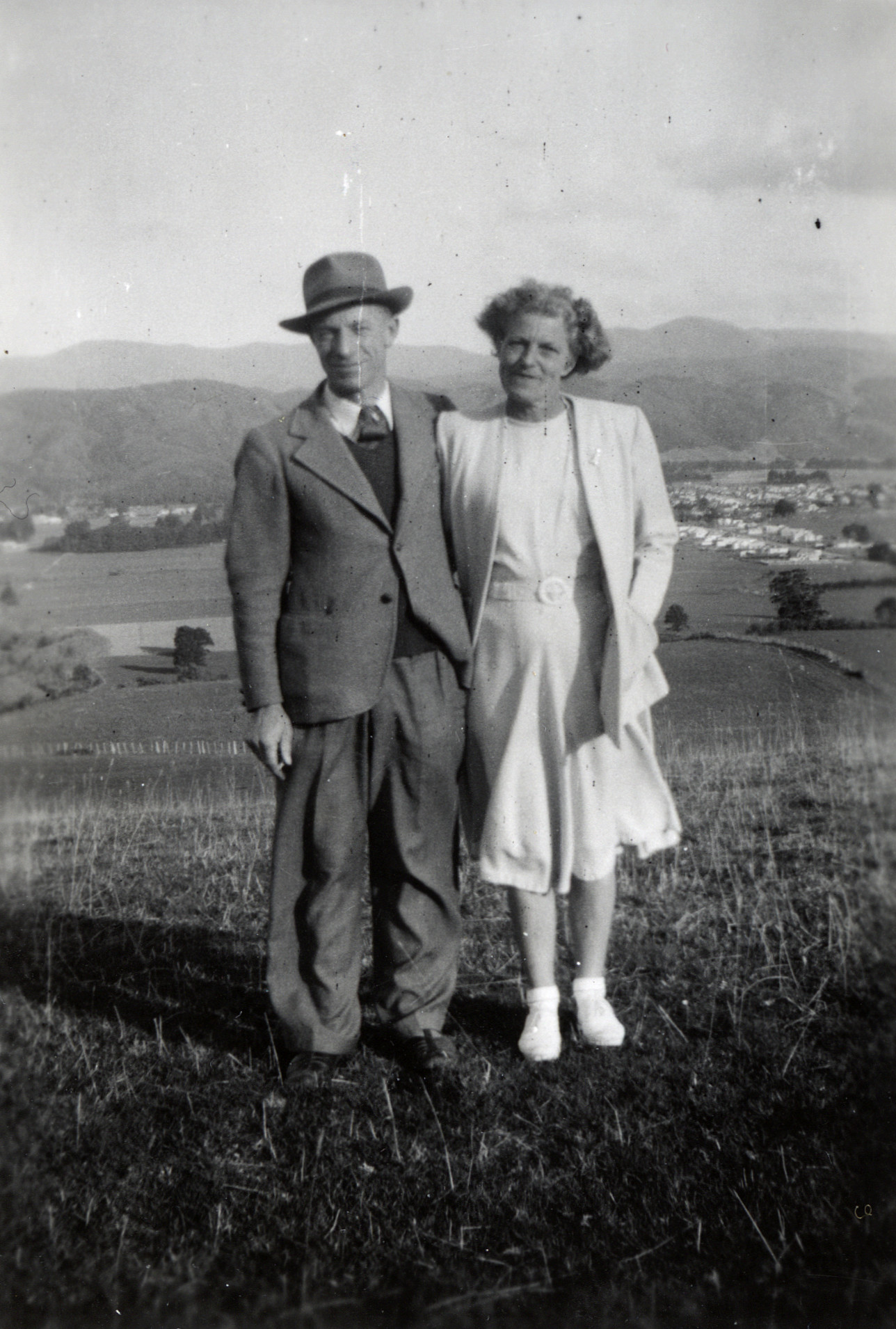 Couple standing on Craig's Flat, 1952