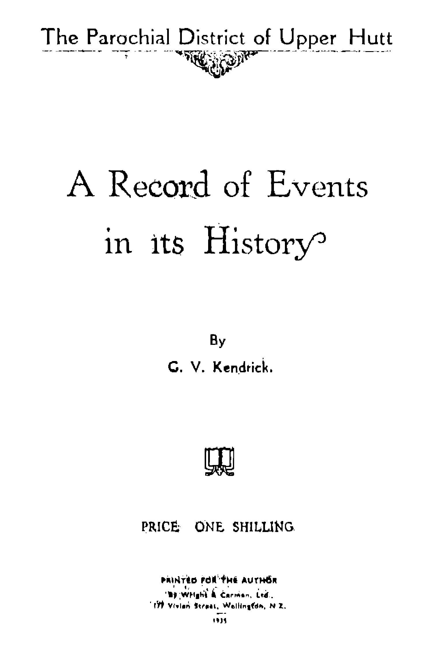 St John's The Parochial District of Upper Hutt