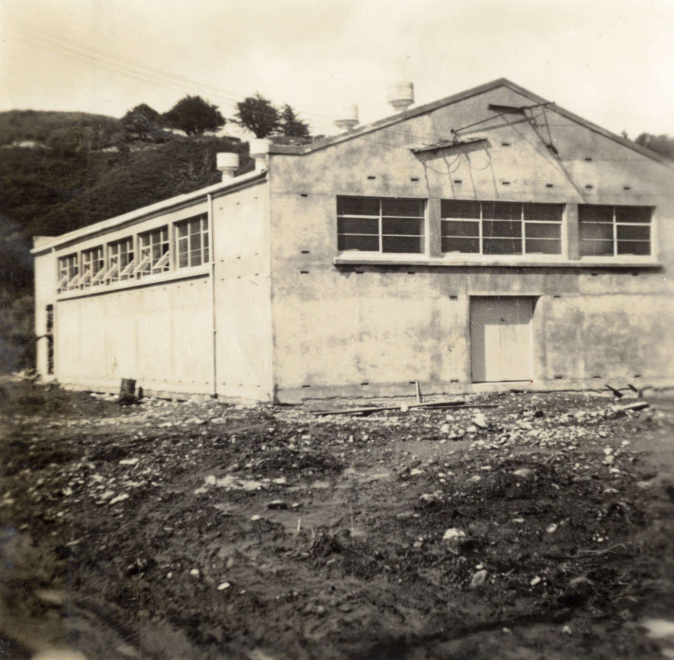 Dunlop factory buildings; electrical sub-station, from the north-east.