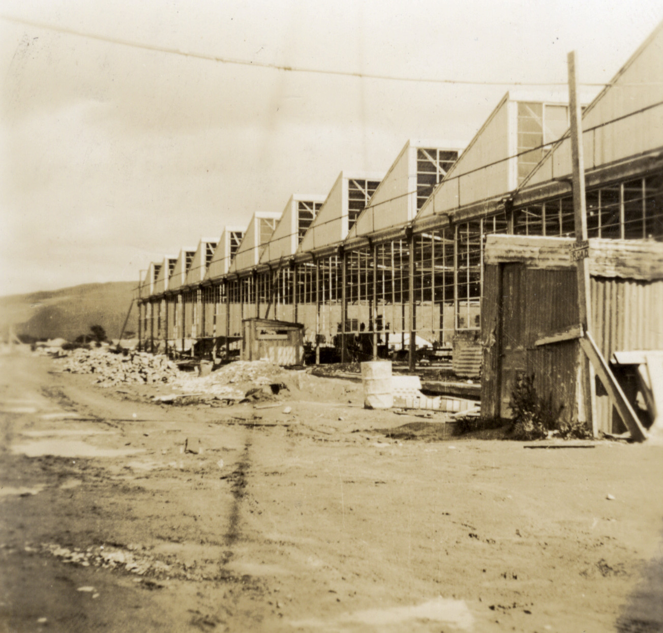 Dunlop factory construction; south wall, from the east end.