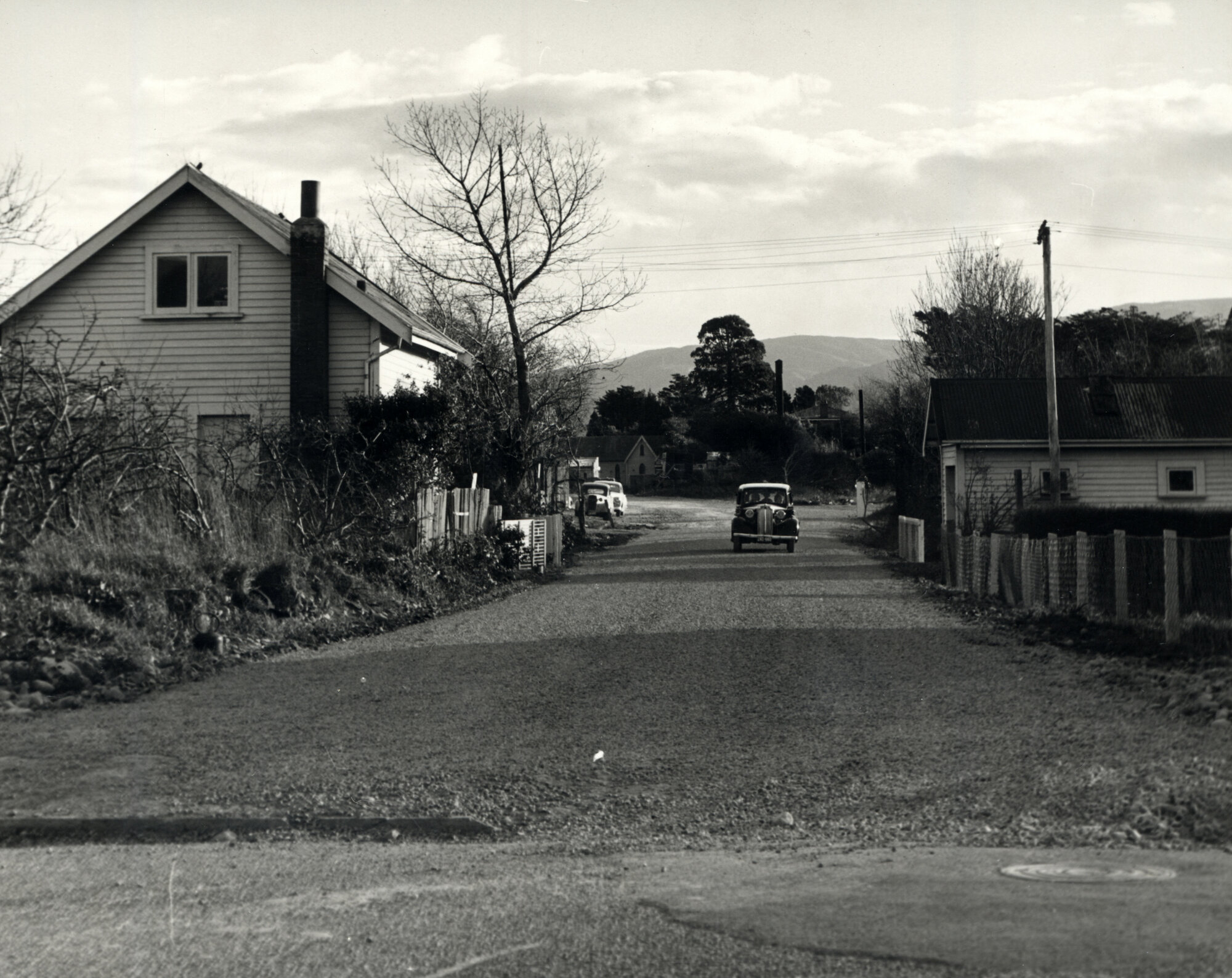 Lyster Lane from Logan St. July 1957, newly metalled.