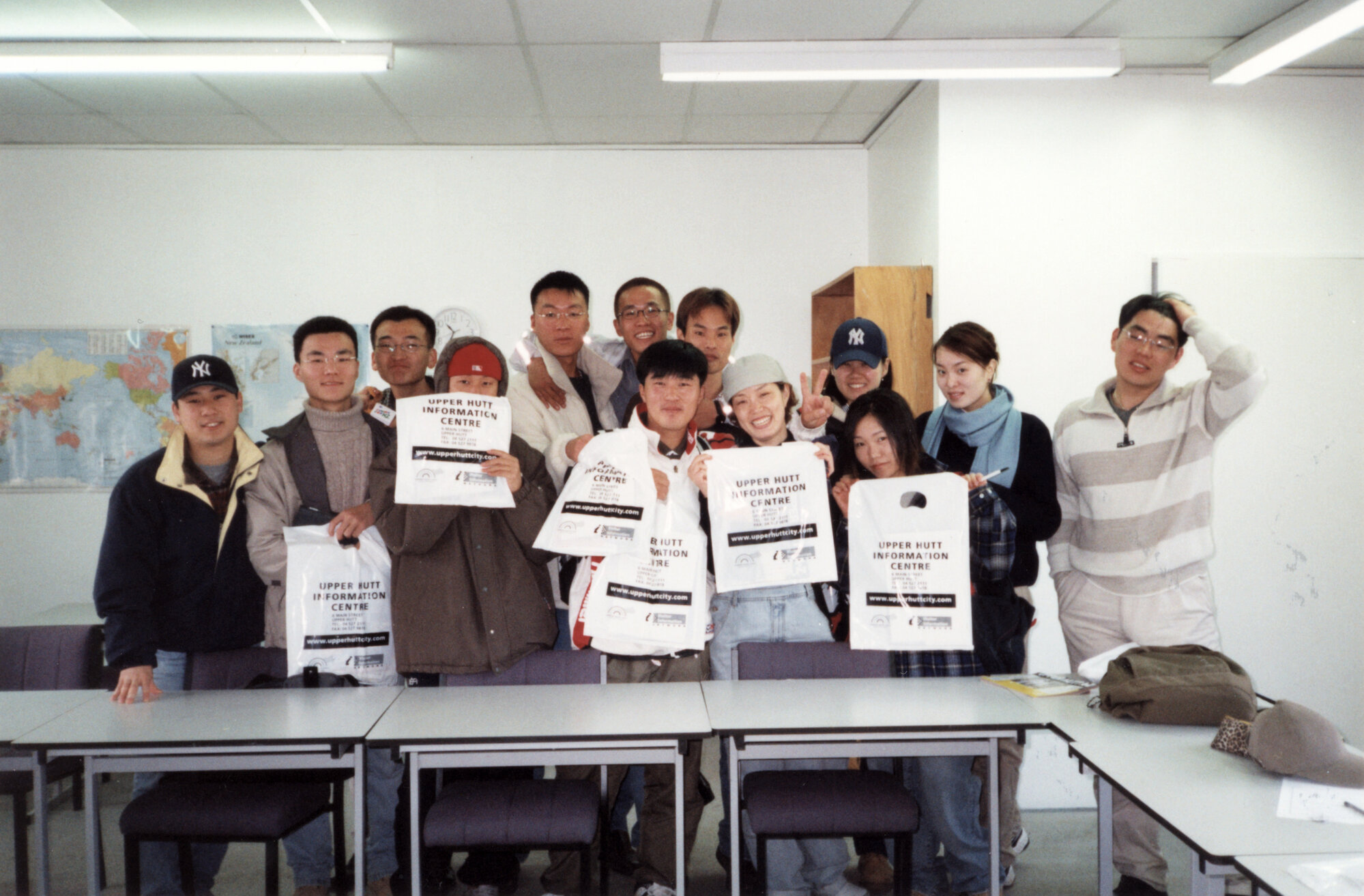 Korean university students arriving for English-language course.