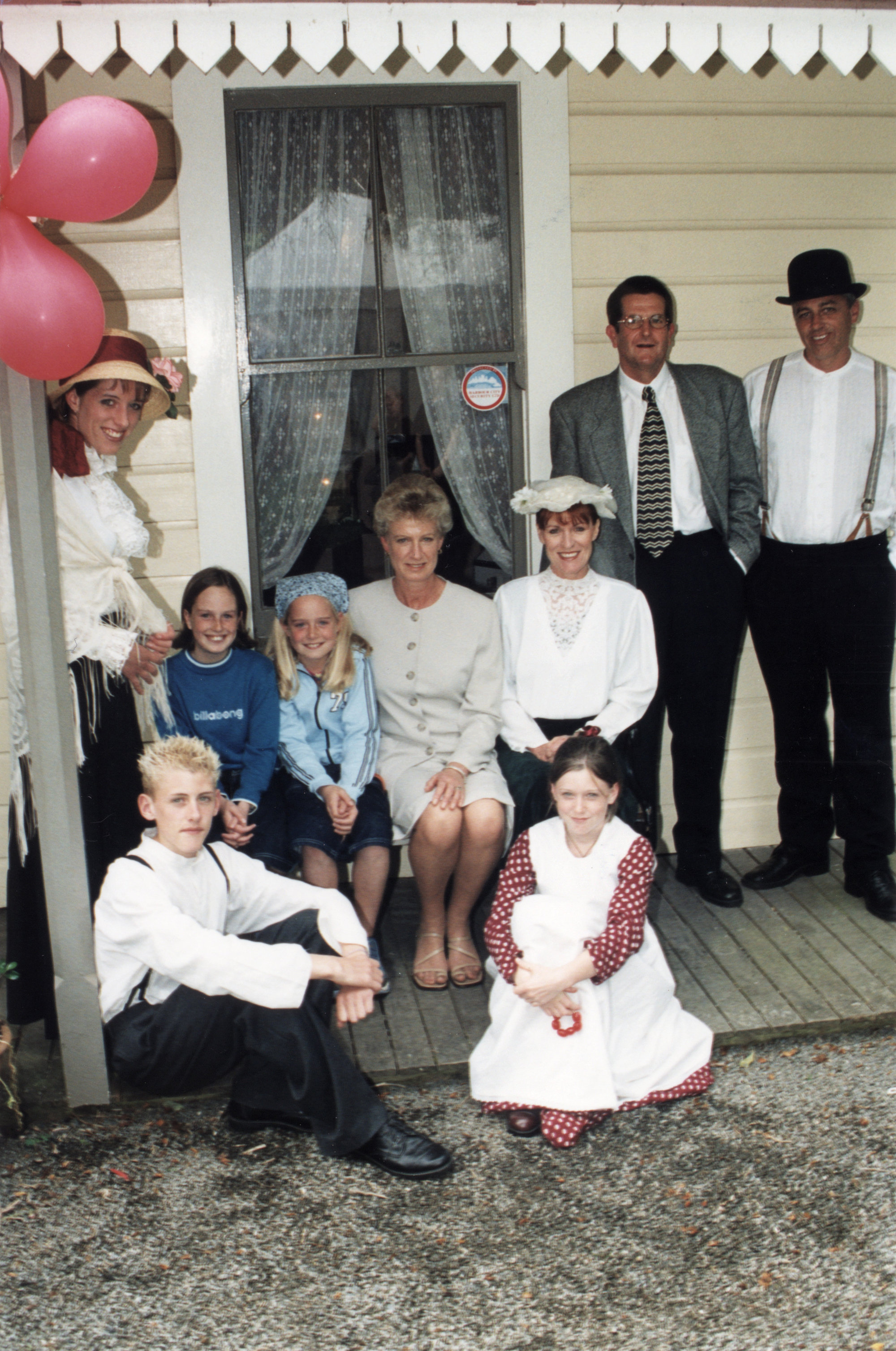 Golders Cottage 125th anniversary; TV's 'Pioneer Family', the 'Feyens' and the mayor with his family.