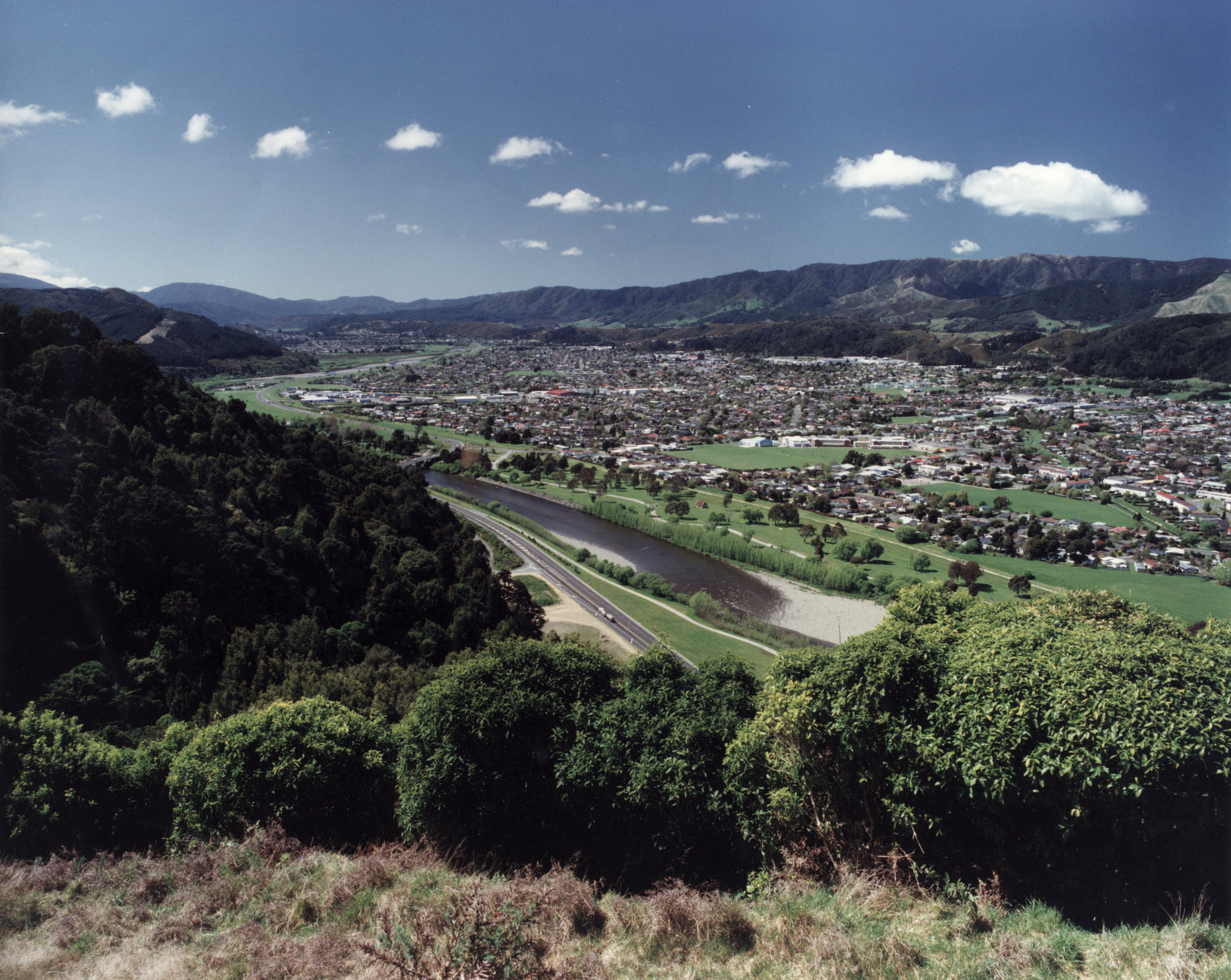 Upper Hutt from Trentham Scenic reserve, looking east.