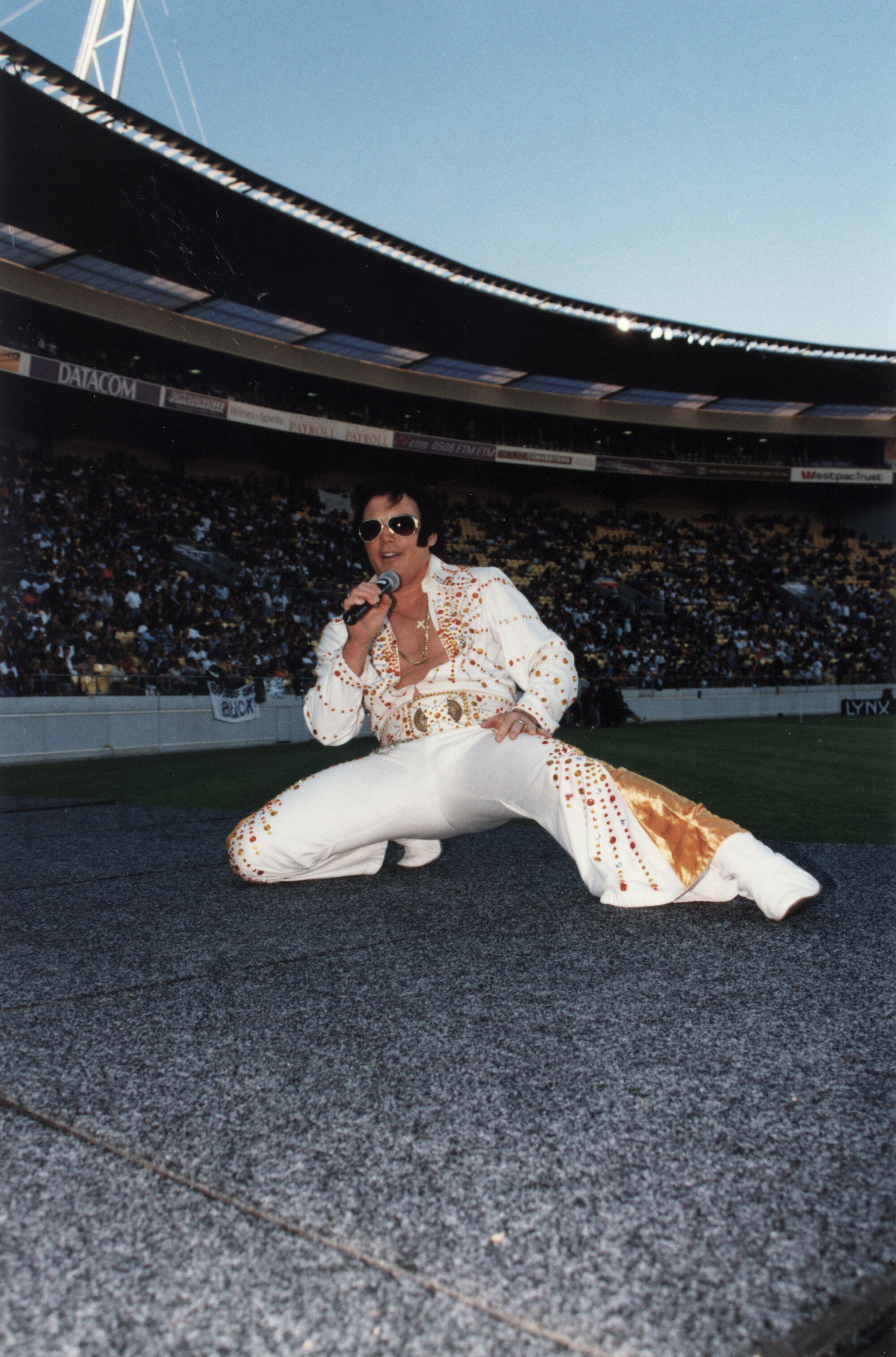 Elvis impersonator Brian Childs at Westpac Stadium during Rugby Sevens.