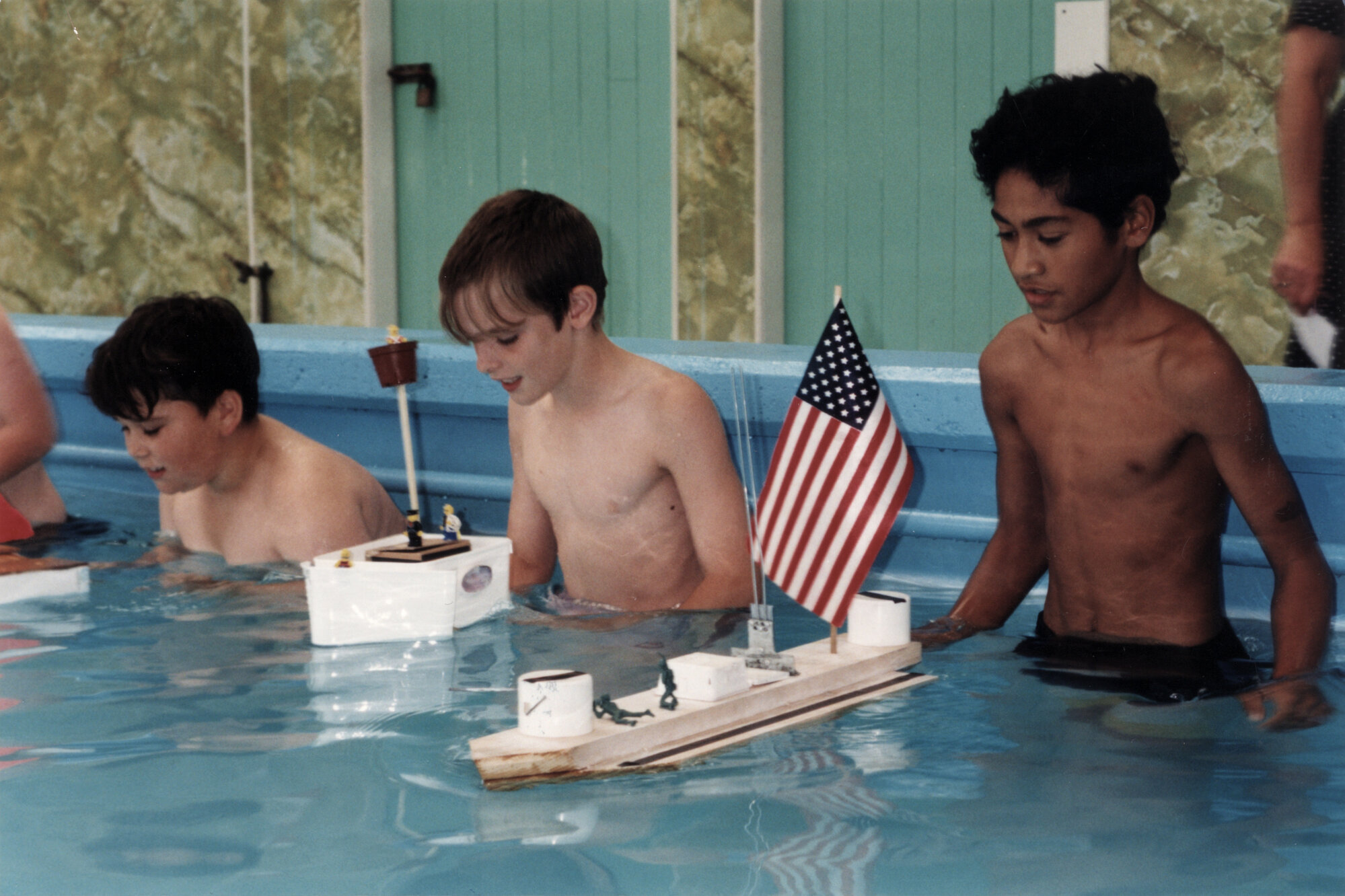 Plateau School; "America's Cup" project; Joshua DeThierry, 9; Andrew Crisp, 9; TJ Carroll, 10 with their efforts.