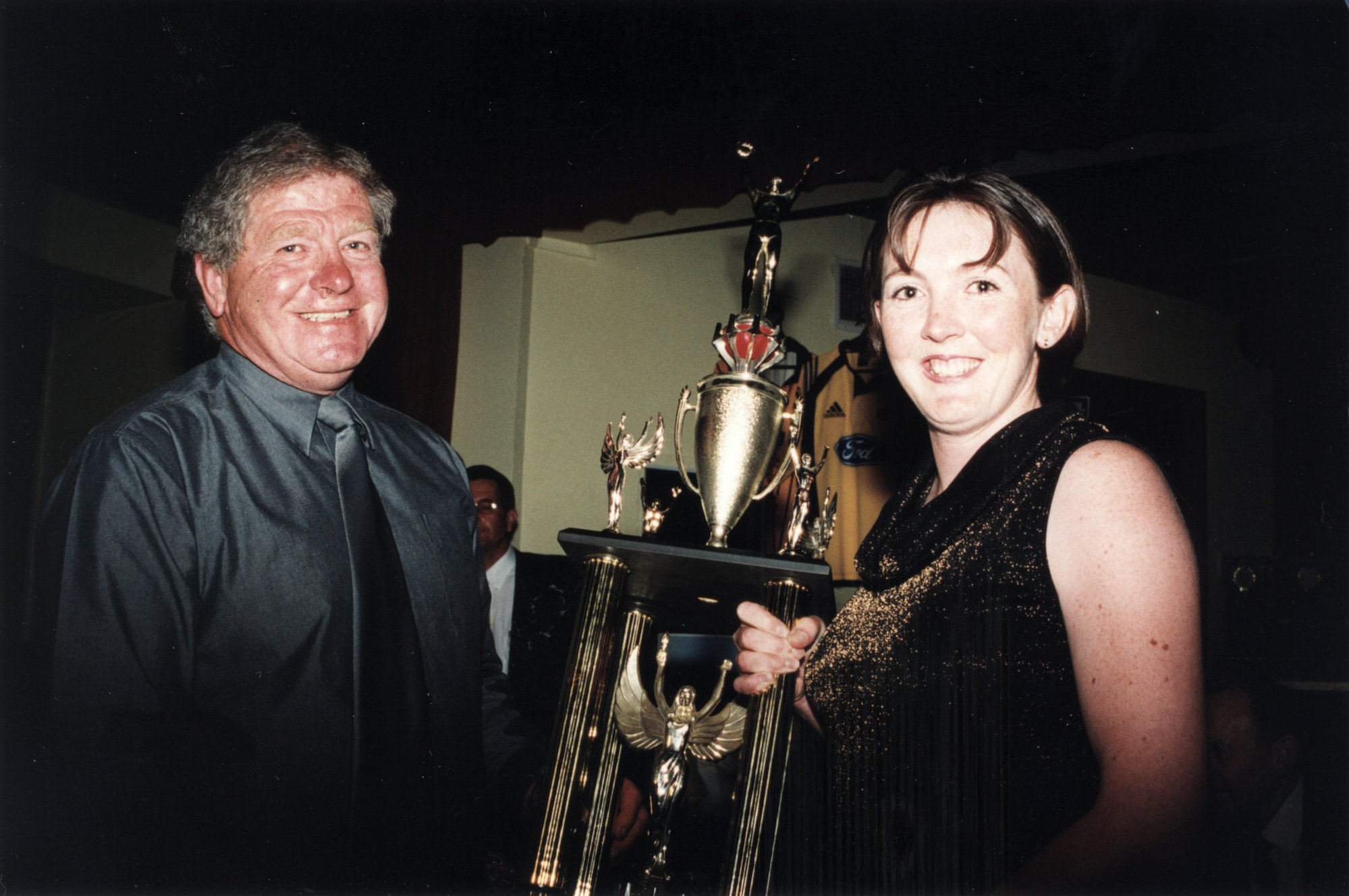 Upper Hutt Sportsperson of the Year; cricketer Anna O'Leary, with mayor Rex Kirton.