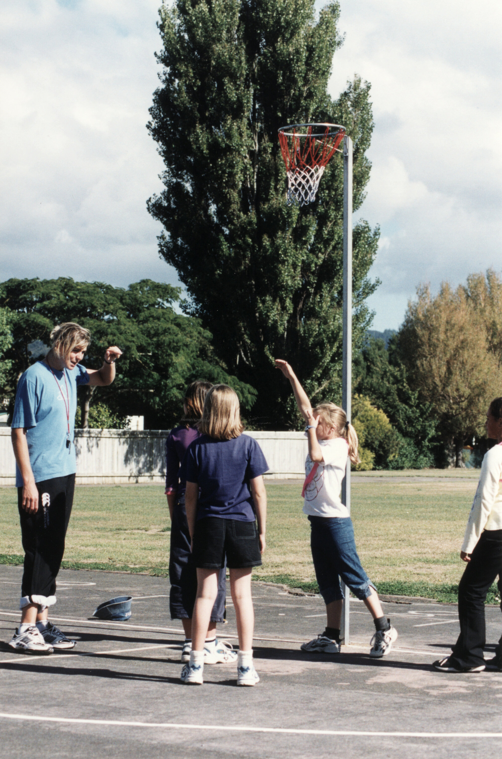 Netball; Trentham School players being coached by Irene van Dyk.