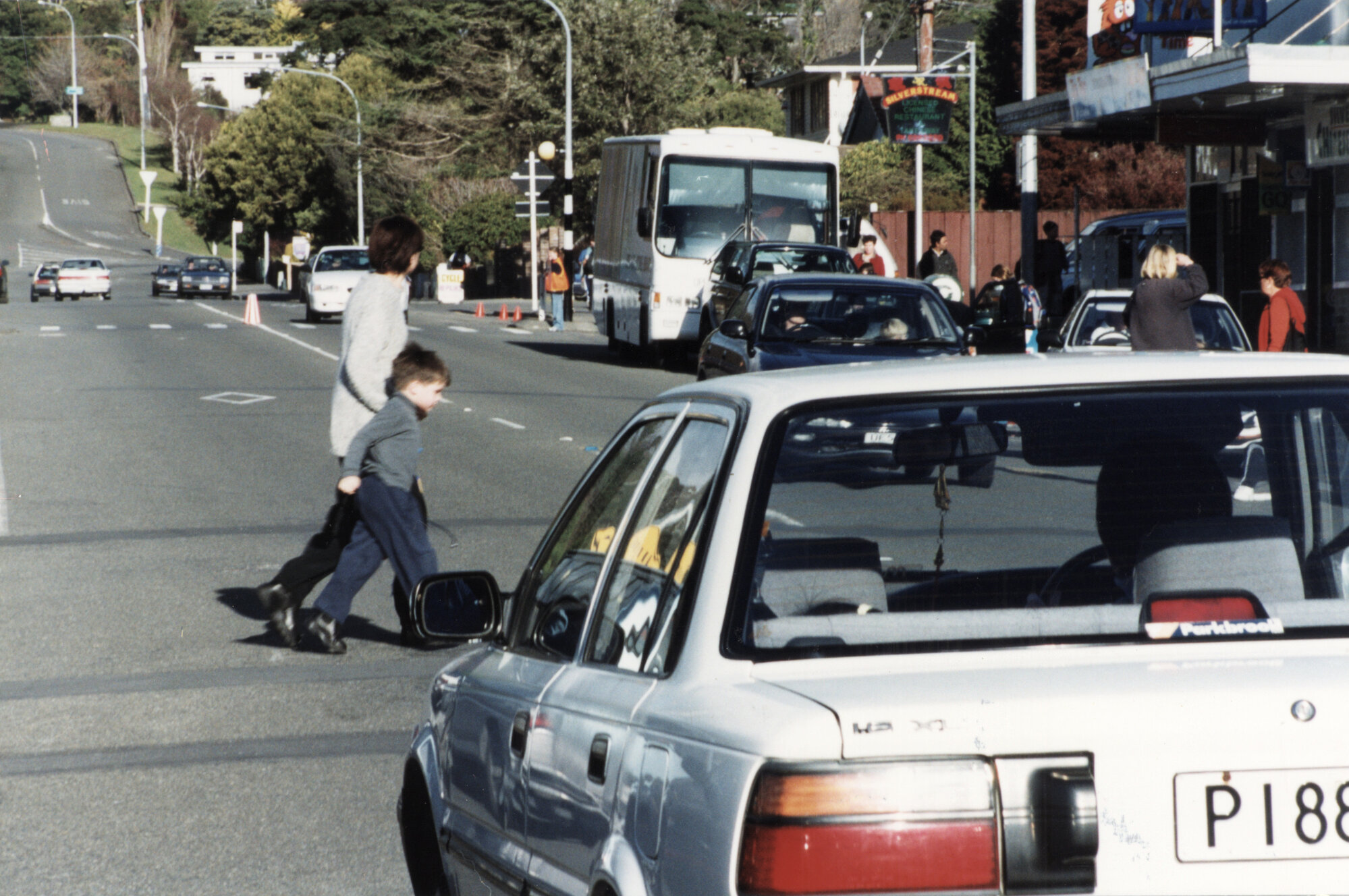 Whitemans Road; safety problem at Silverstream School; parents using New World supermarket car park.