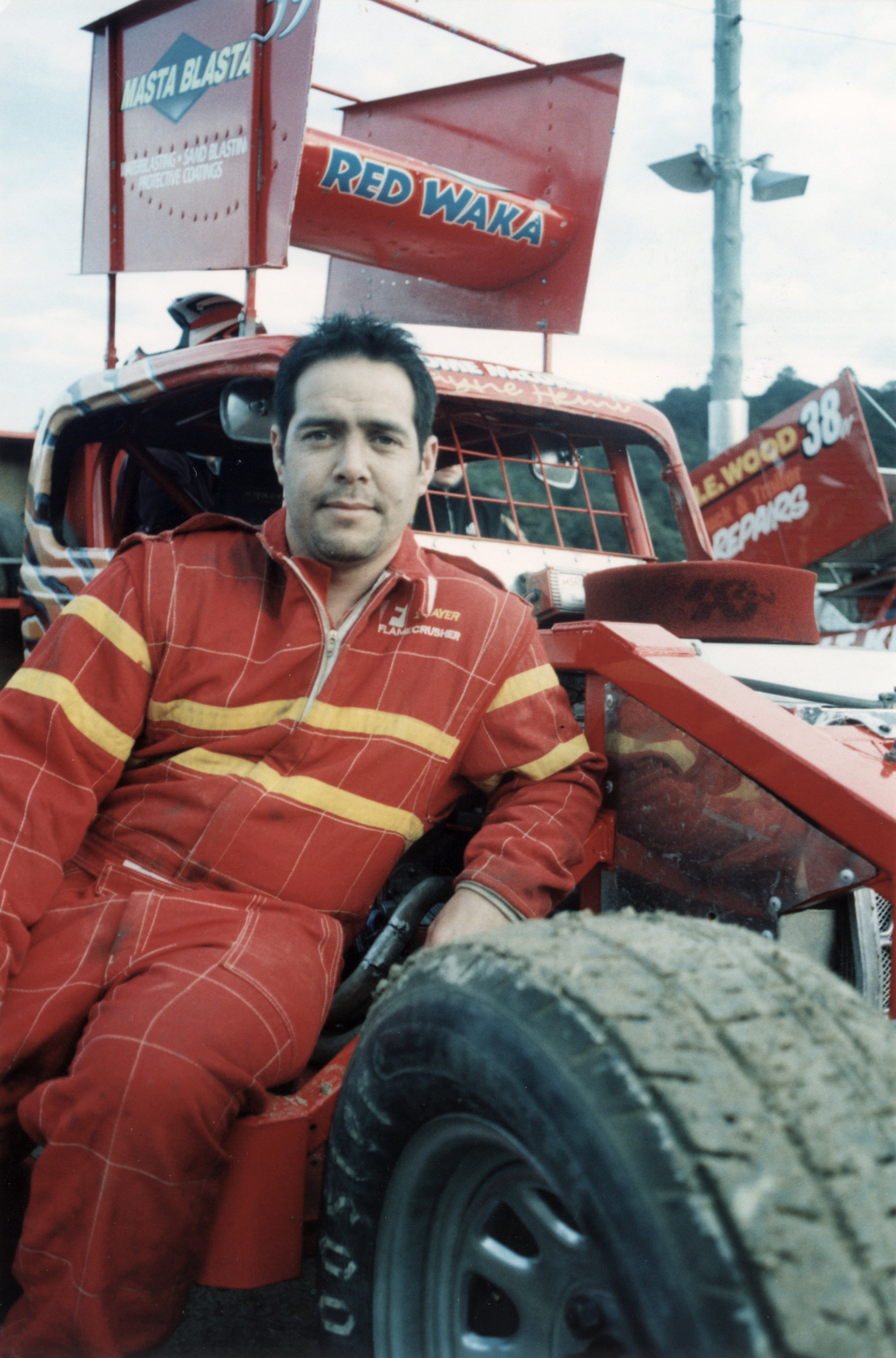 Stockcar racing; national A-grade champion Wayne Hemi and his 'Red Waka'.