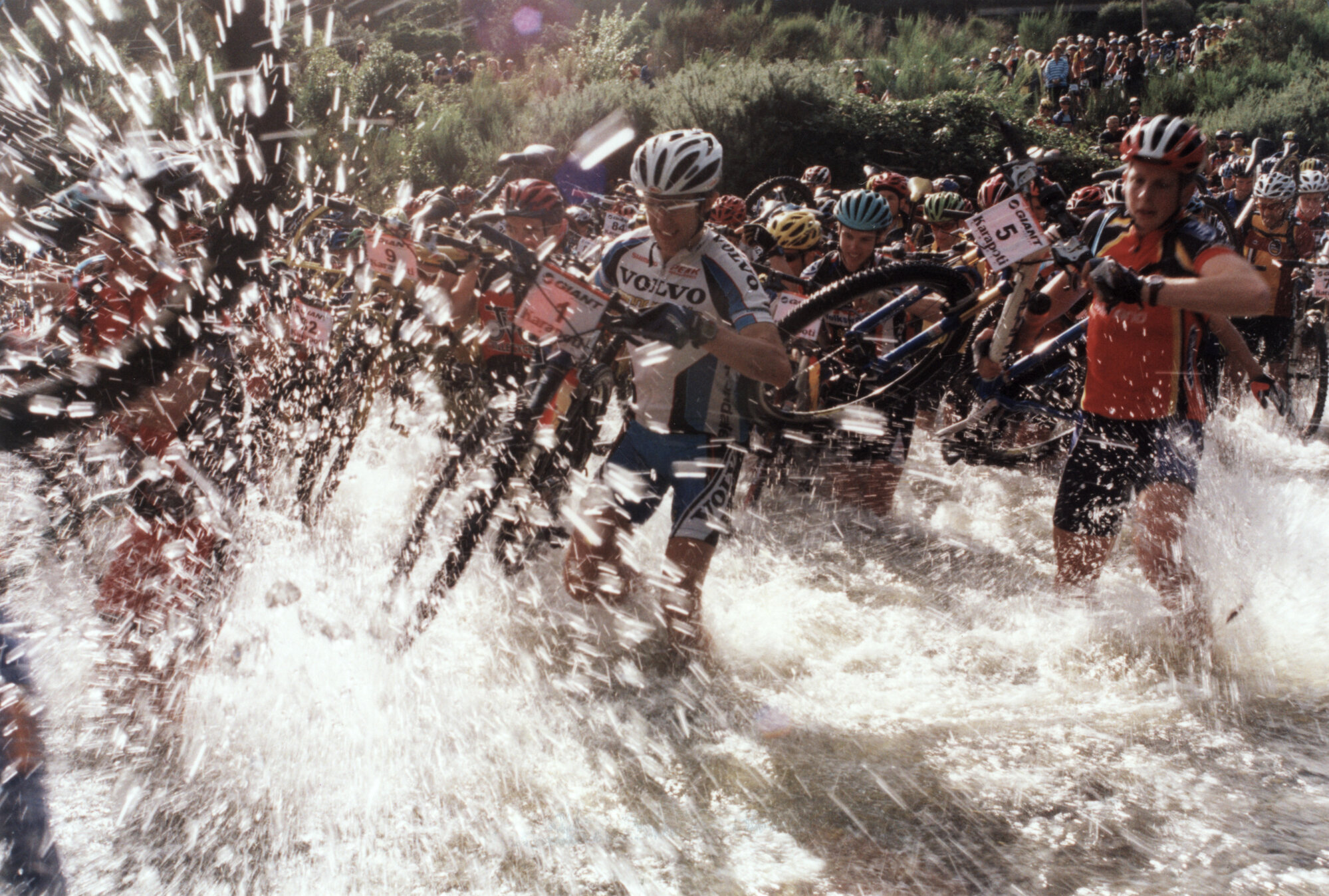 Cycling; Karapoti Classic, 2002; winner Kashi Leuchs, centre, fails to break his record.