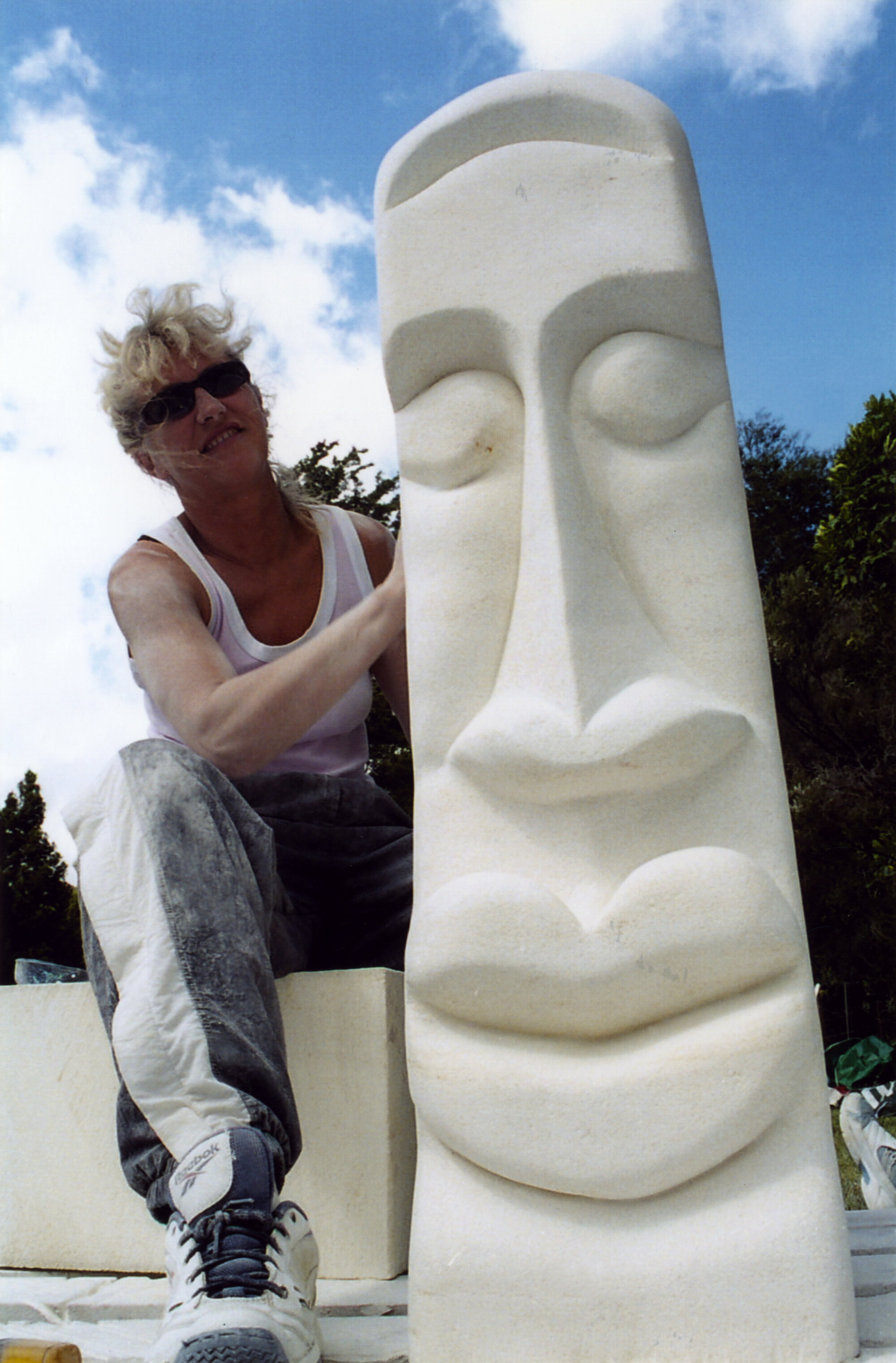 Stone carving, Harcourt Park; Upper Hutt's Ranea McLean with her first effort.